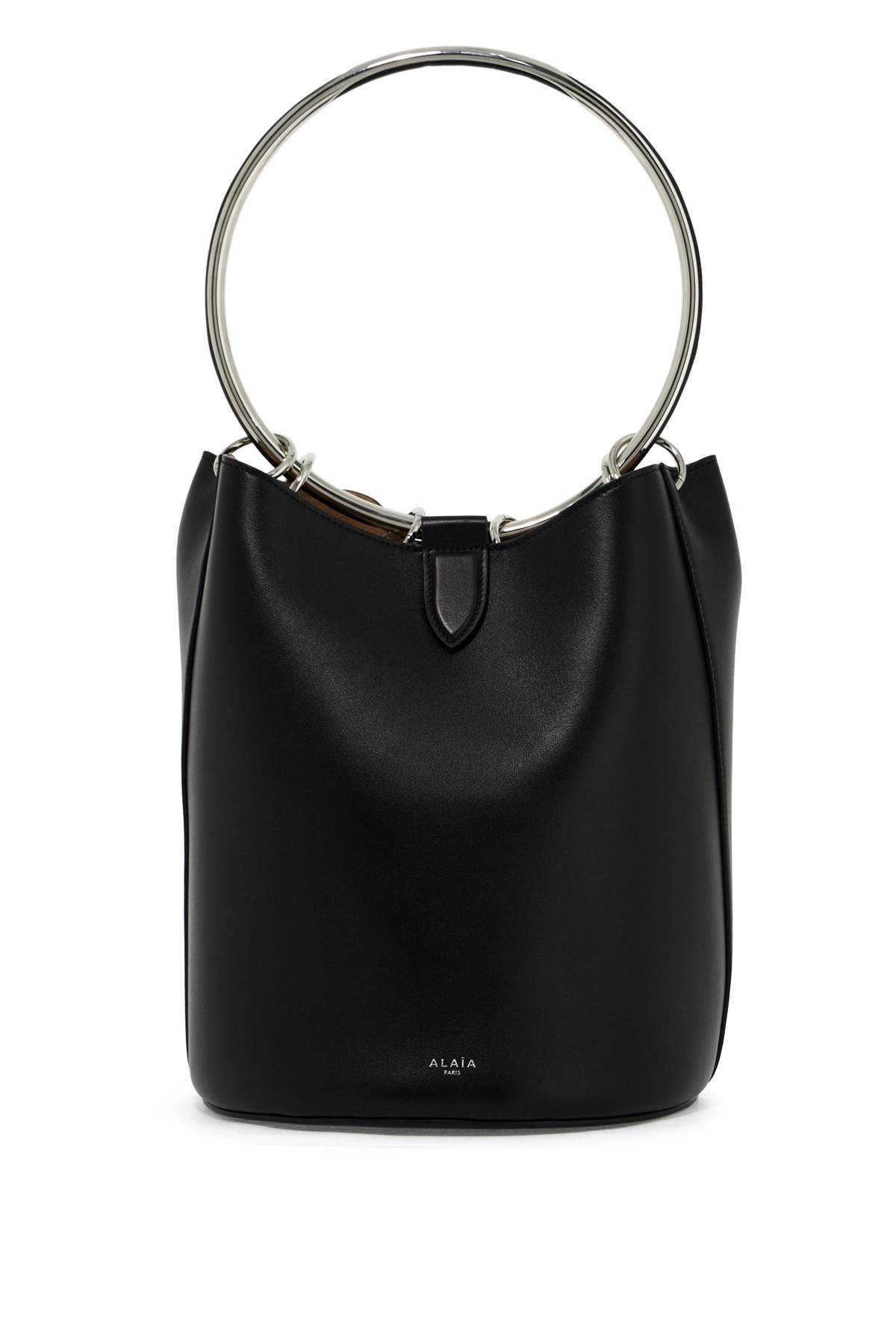 Shop Alaïa Leather Ring Bucket Bag With Lar Design In Black