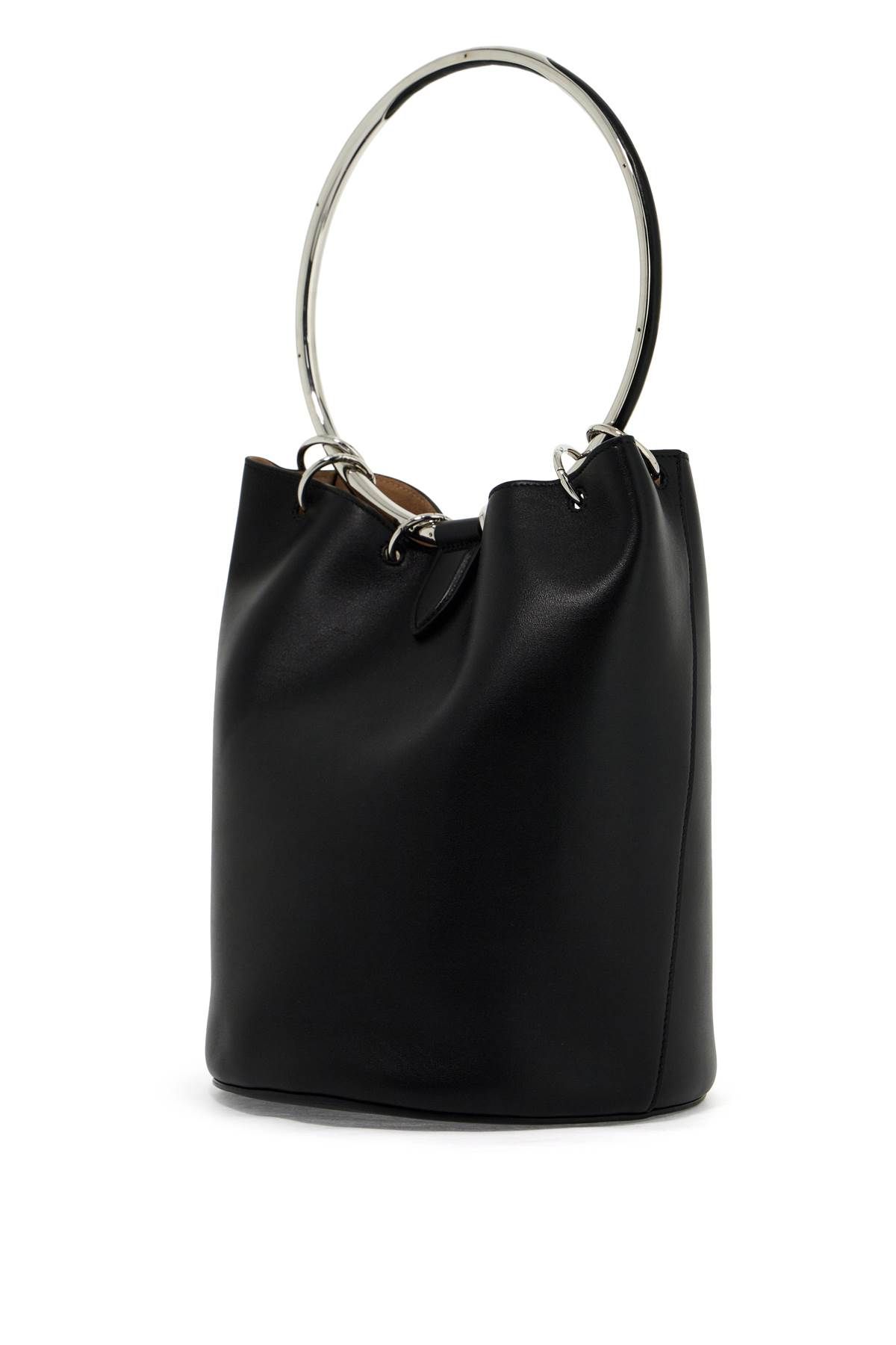 Shop Alaïa Leather Ring Bucket Bag With Lar Design In Black