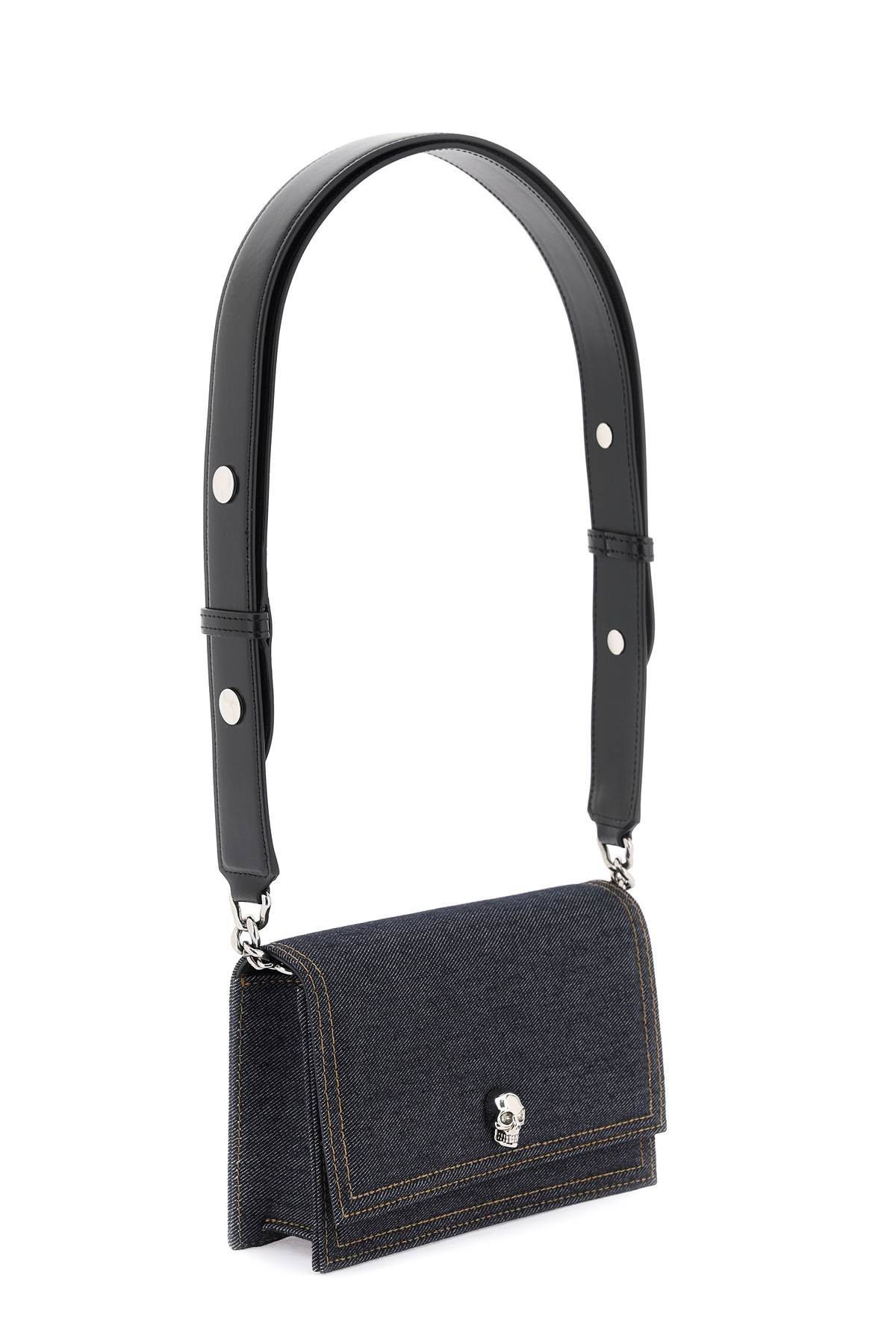Shop Alexander Mcqueen Small Leather Skull Bag In Black,blue