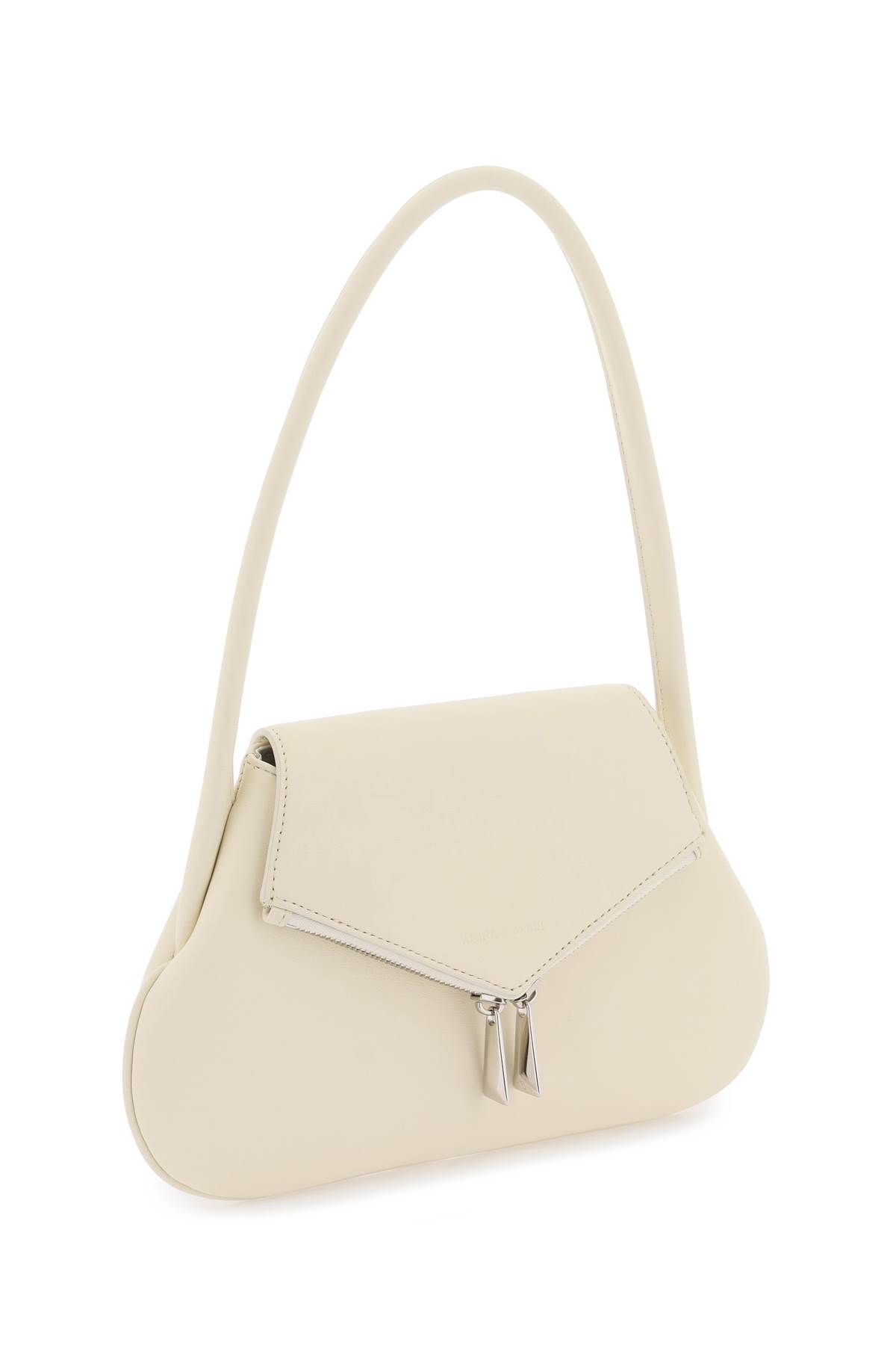 Shop Amina Muaddi Gemini Flat Shoulder Bag In White