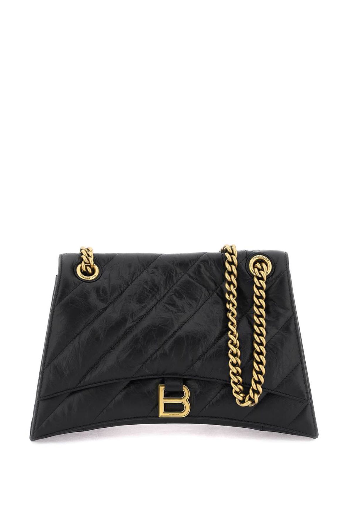 Shop Balenciaga Media Crush Bag With Chain In Black