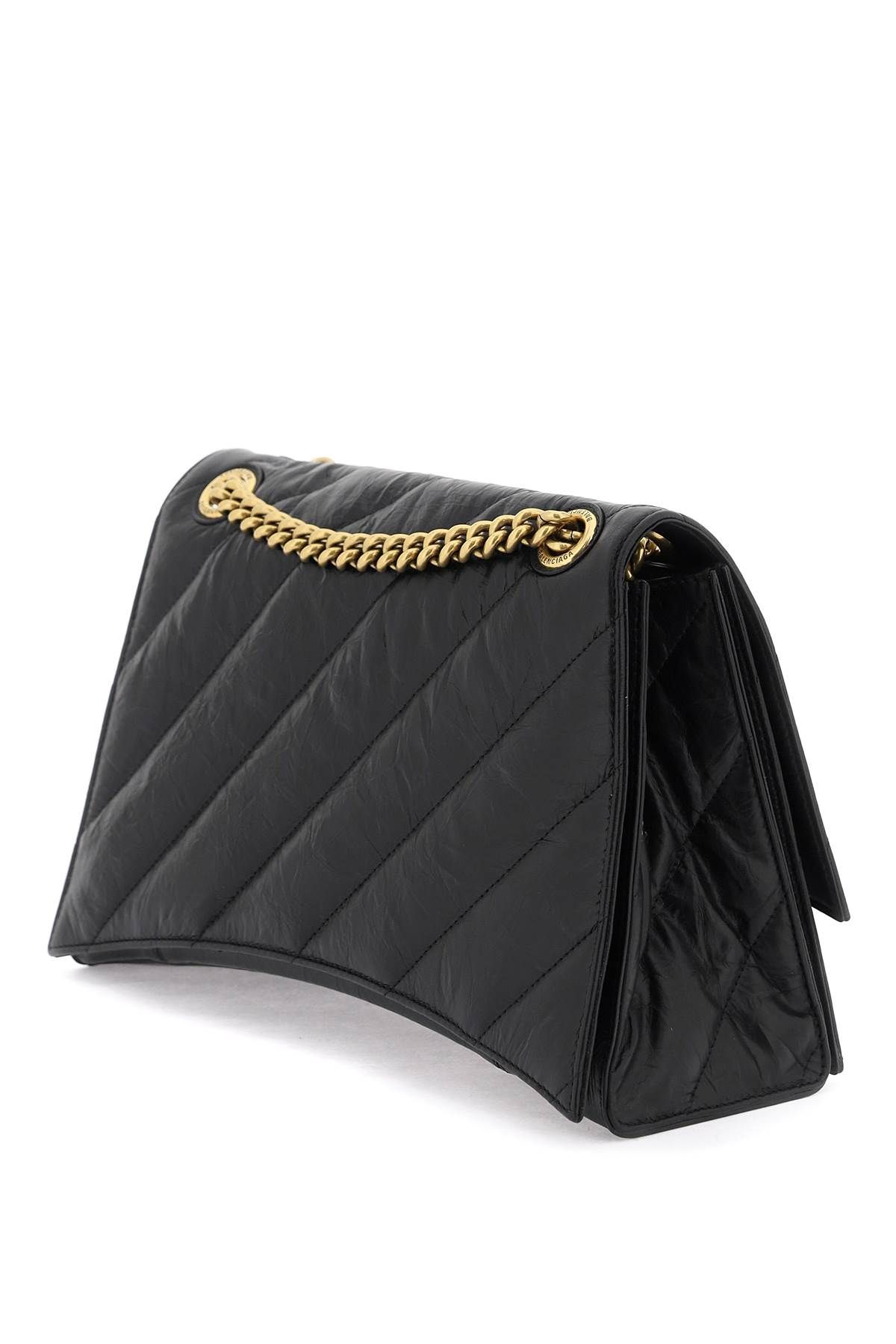 Shop Balenciaga Media Crush Bag With Chain In Black