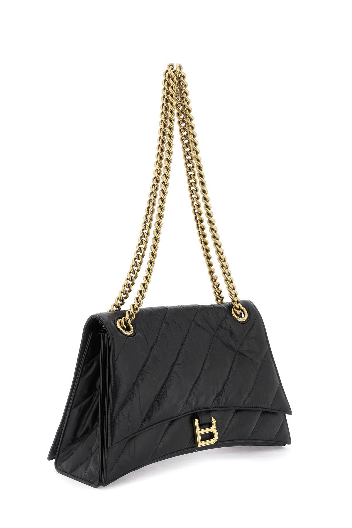 Shop Balenciaga Media Crush Bag With Chain In Black