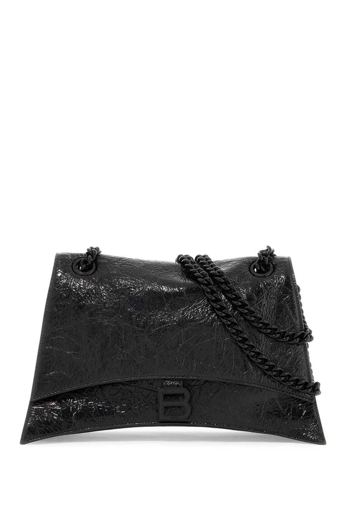 Shop Balenciaga Media Crush Bag With Chain In Black