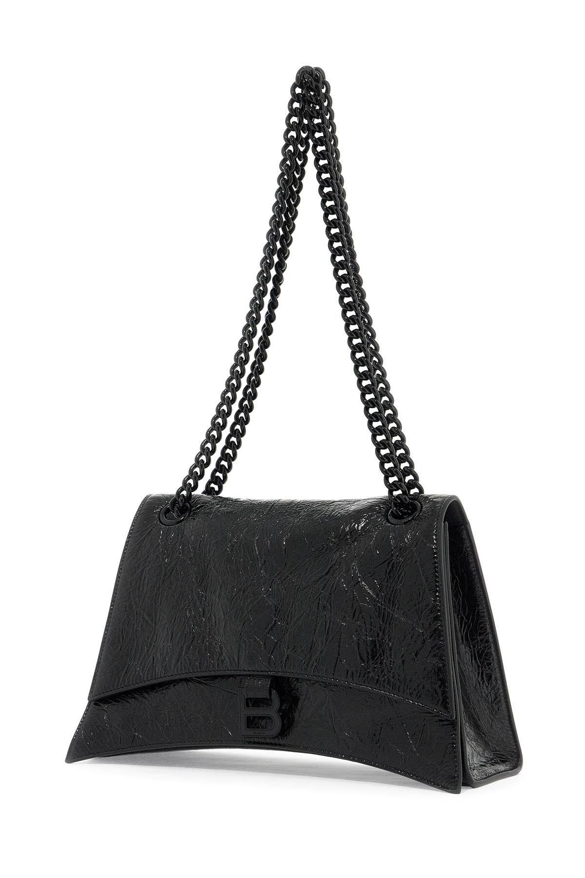 Shop Balenciaga Media Crush Bag With Chain In Black