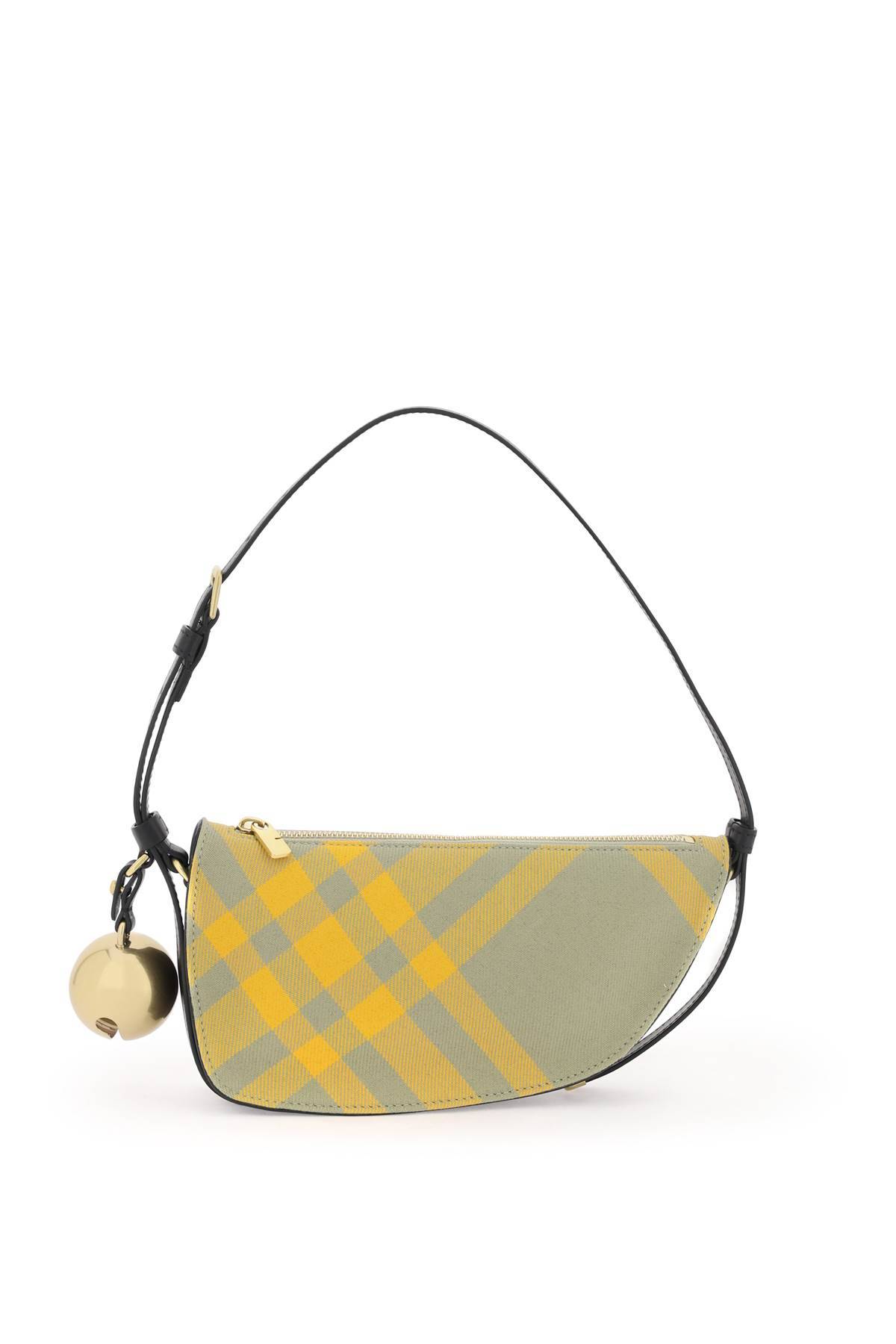 Burberry Woman Embroidered Canvas Mini Shield Shoulder Bag In Yellow