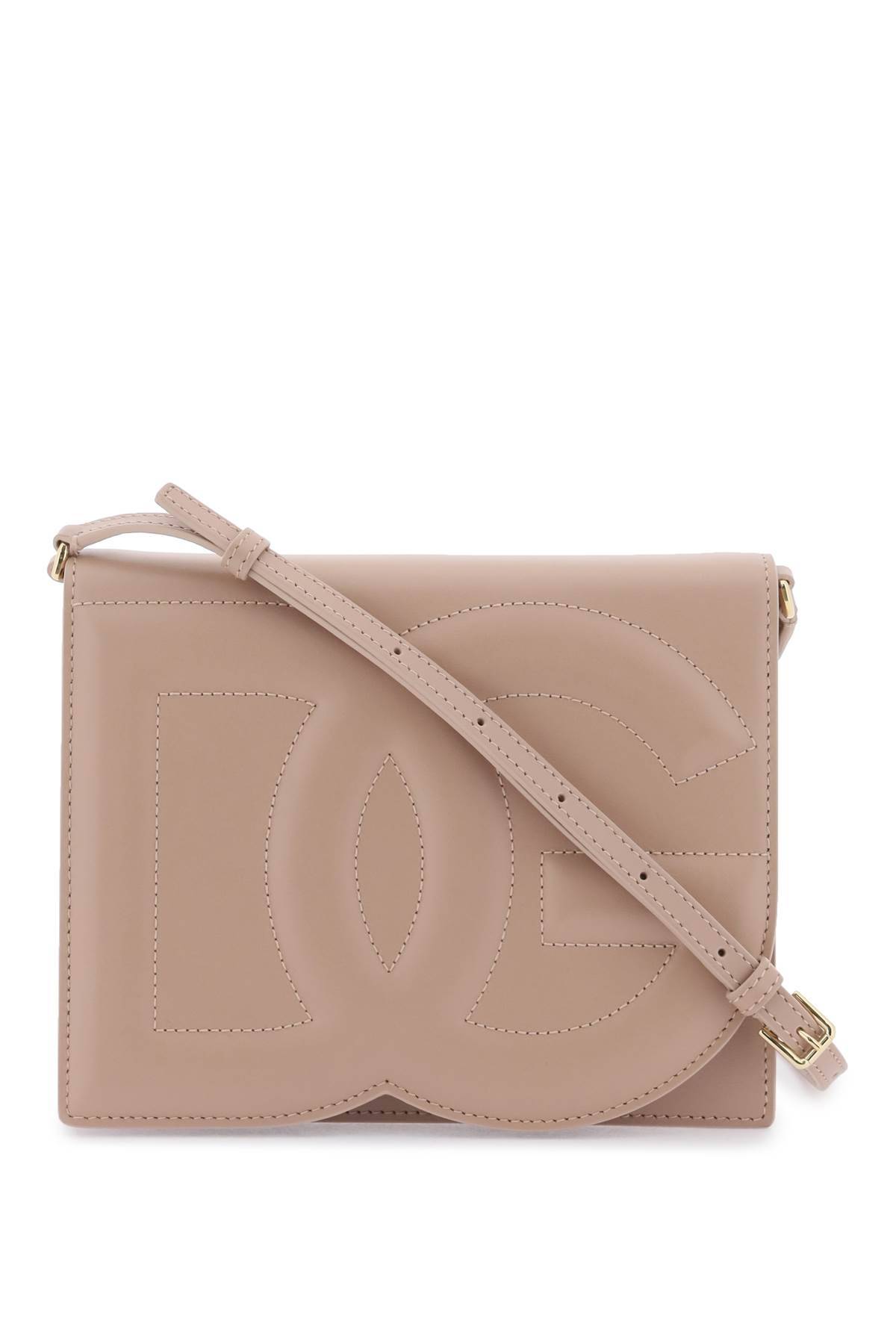 Dolce & Gabbana Dg Logo Crossbody Bag In Beige,pink