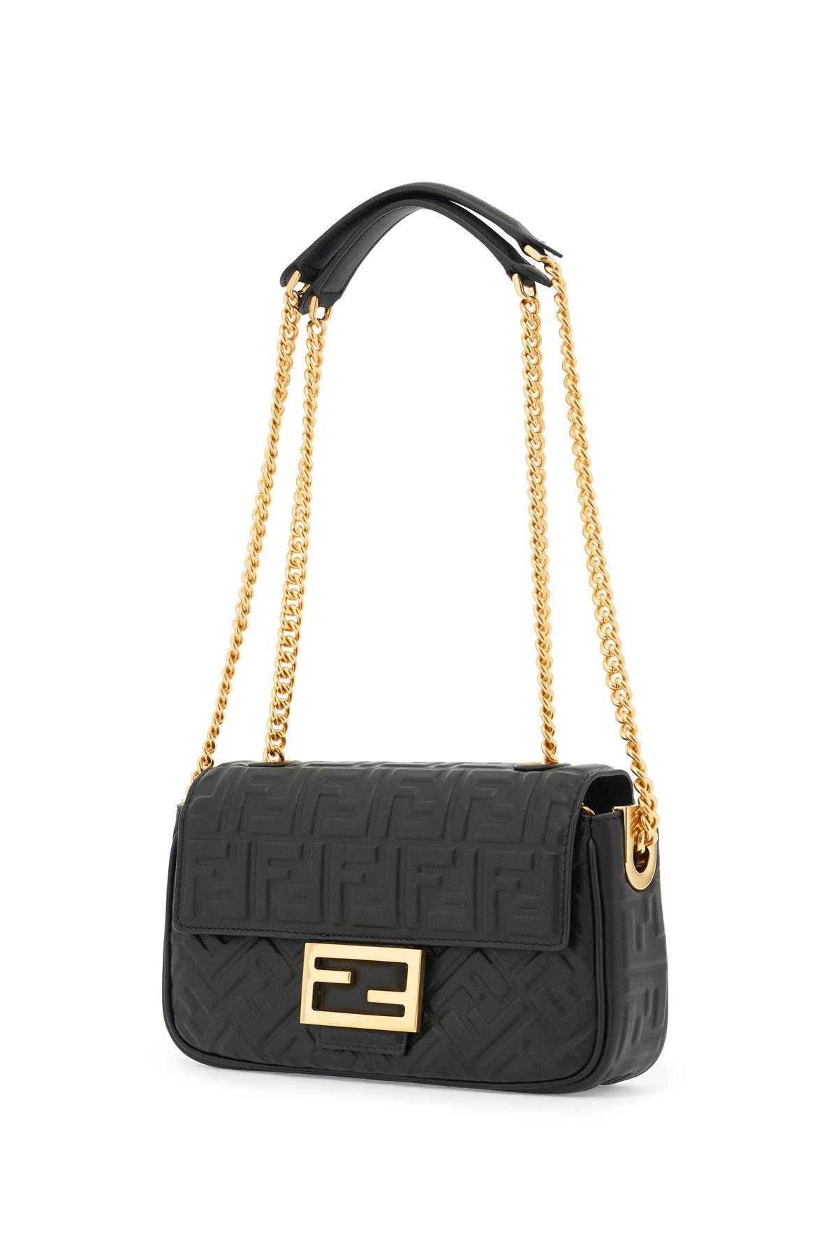 Shop Fendi Chain Midi Baguette Hand In Black