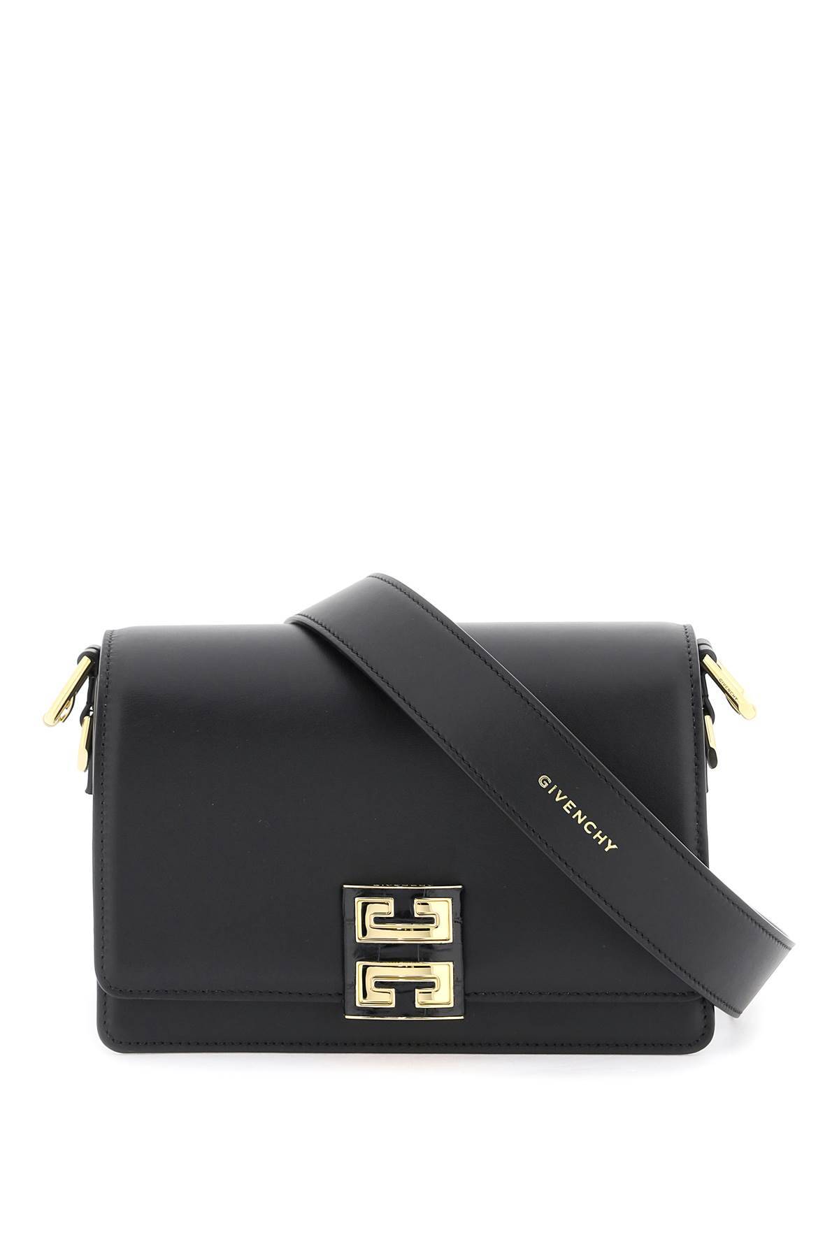 Givenchy Medium '4g' Box Leather Crossbody Bag In Black