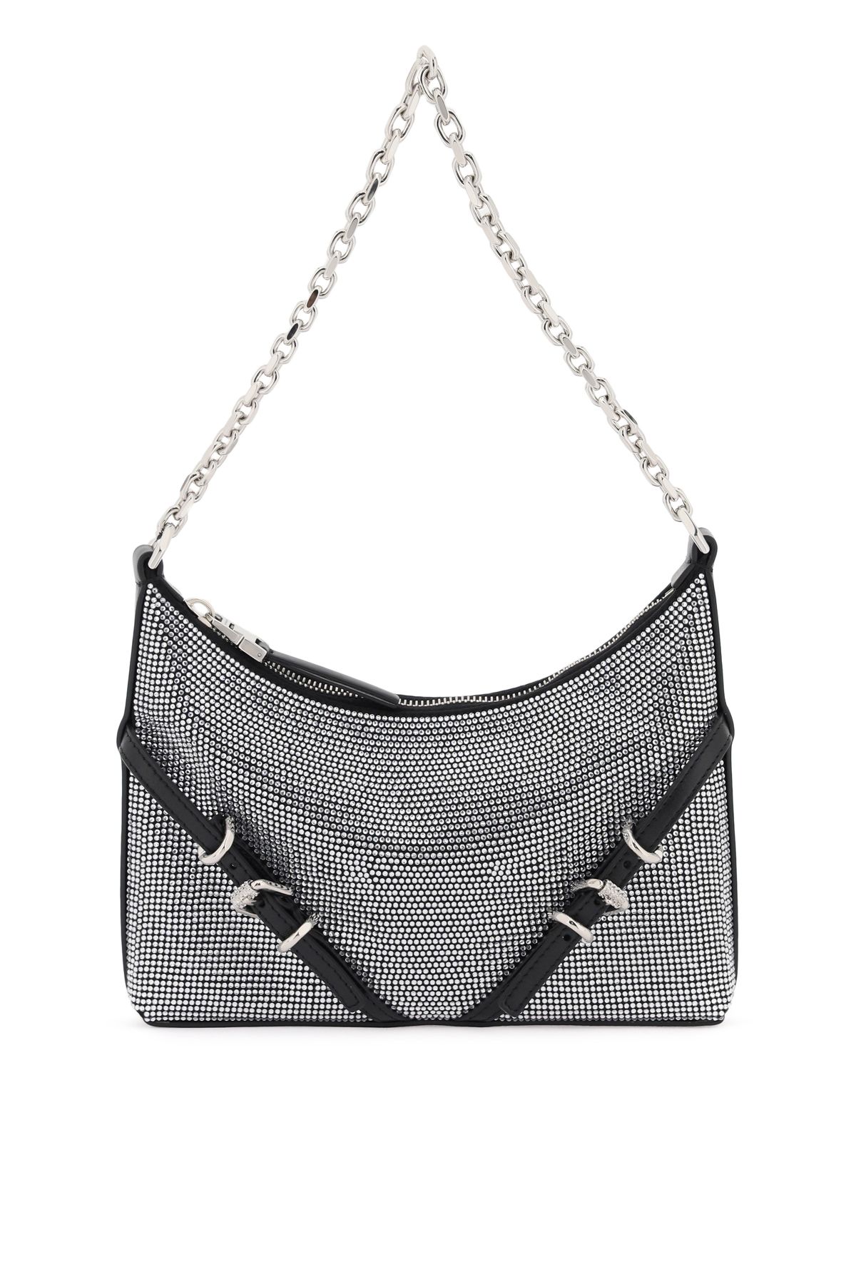 Shop Givenchy Satin 'voyou Party' Shoulder Bag With Rhinestones In Black,silver