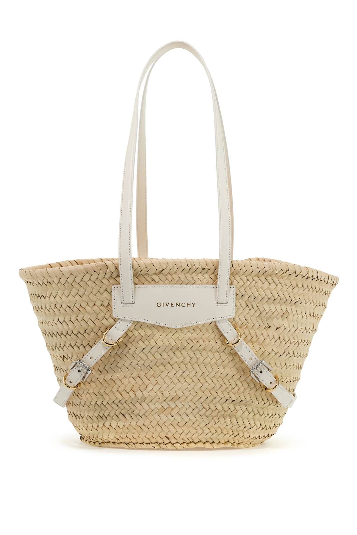 Shop Givenchy Raffia Voyou Shoulder Bag In Neutro