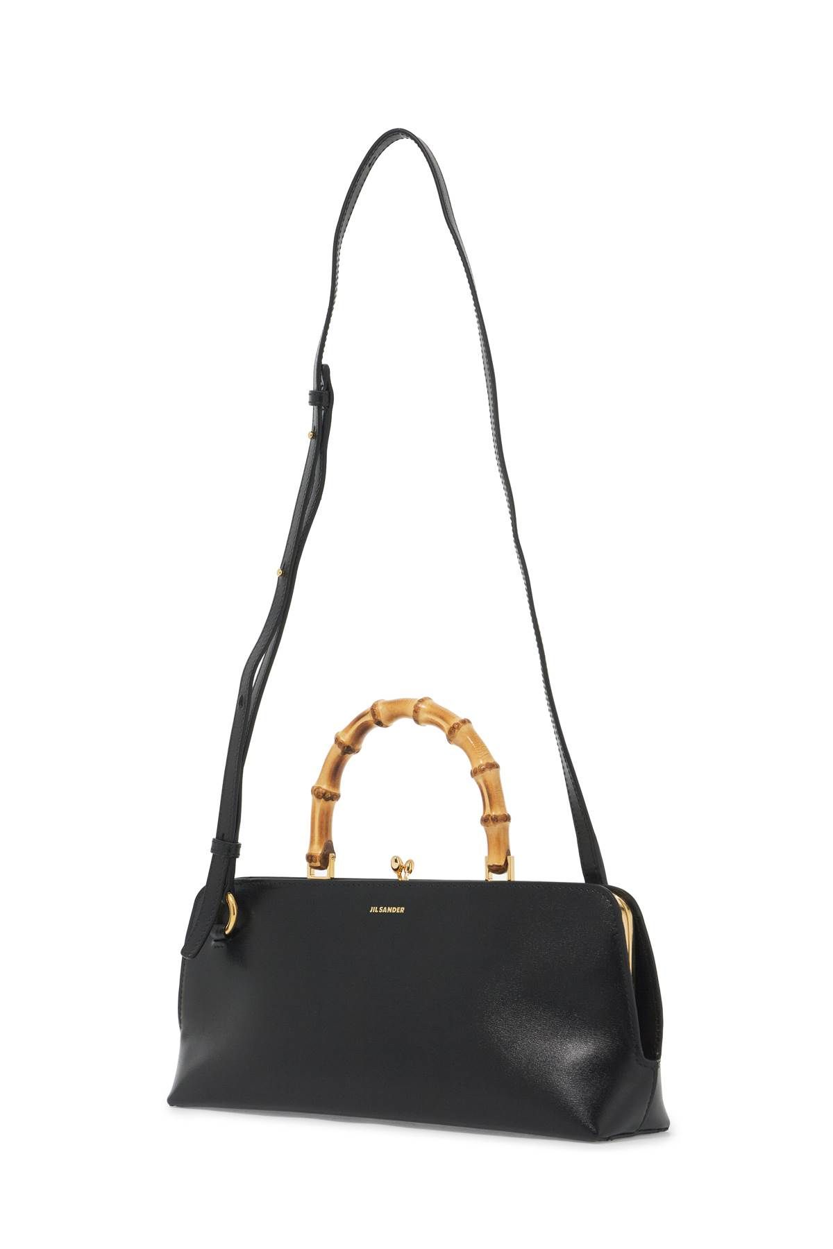 Shop Jil Sander Small Goji Bamboo Shoulder Bag In Black