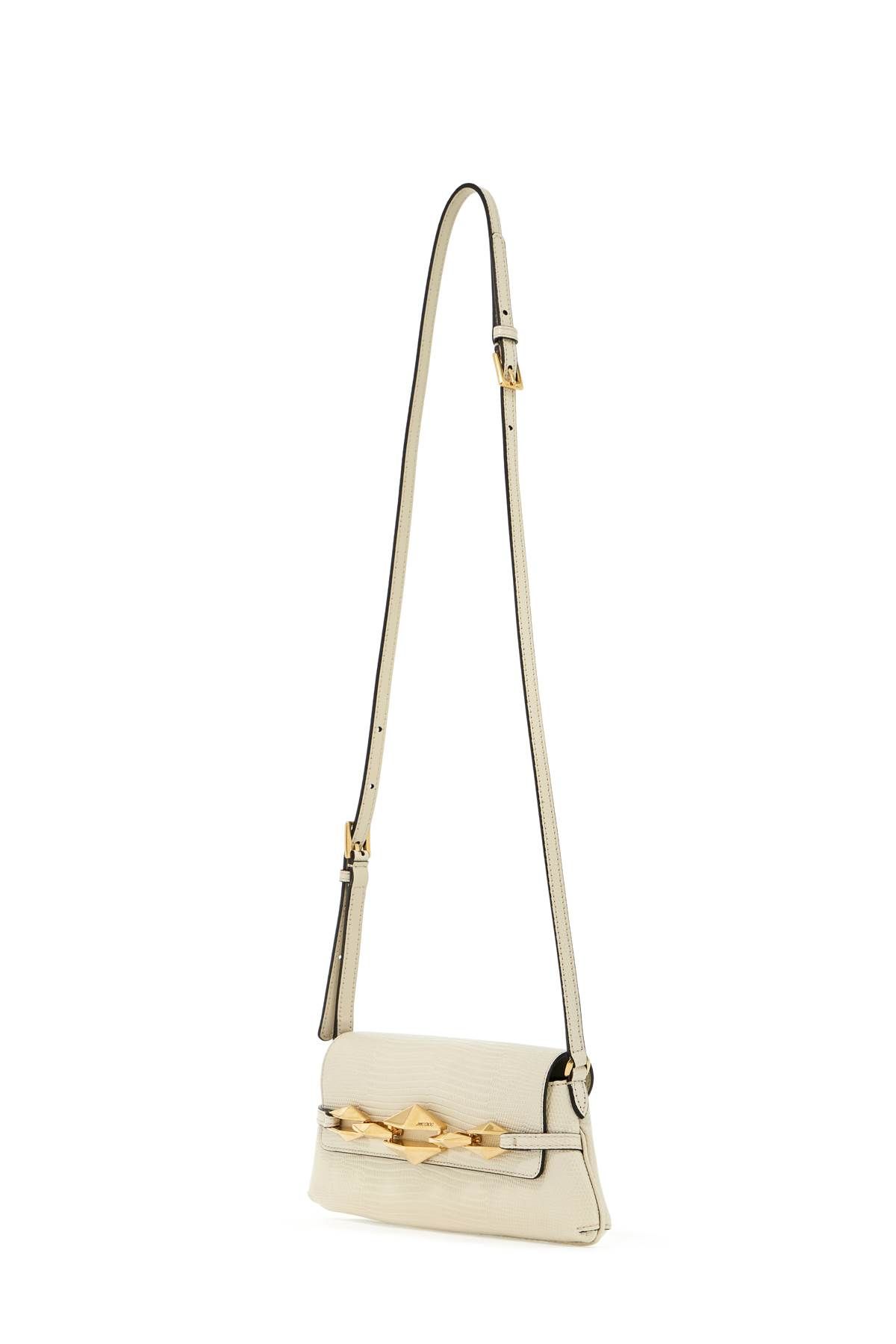 Shop Jimmy Choo Leather Lizard Print Diamond Shoulder Bag In Neutro