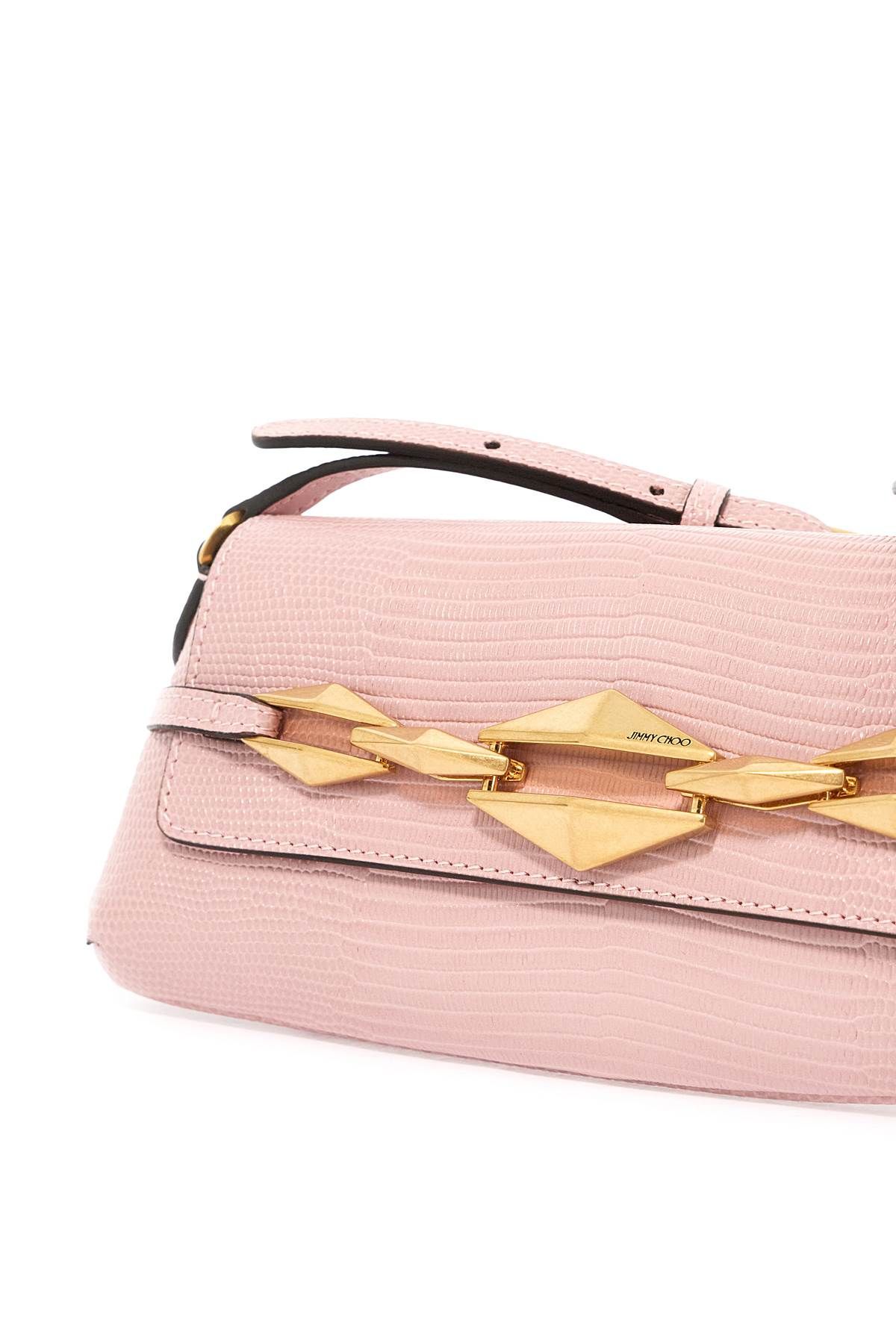 Shop Jimmy Choo Leather Lizard Print Diamond Shoulder Bag In Pink