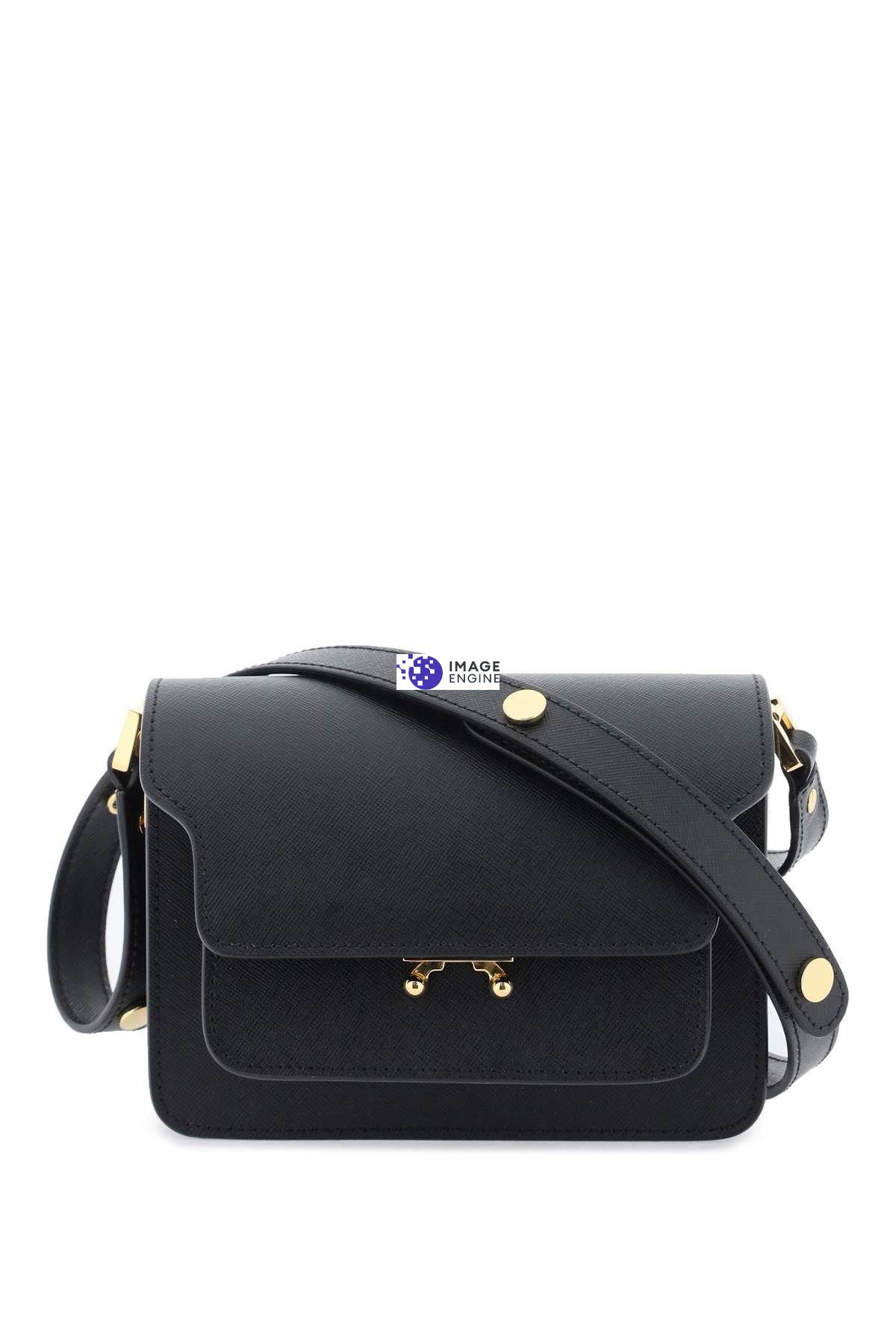 Marni Black Saffiano Leather Shoulder Bag In Black