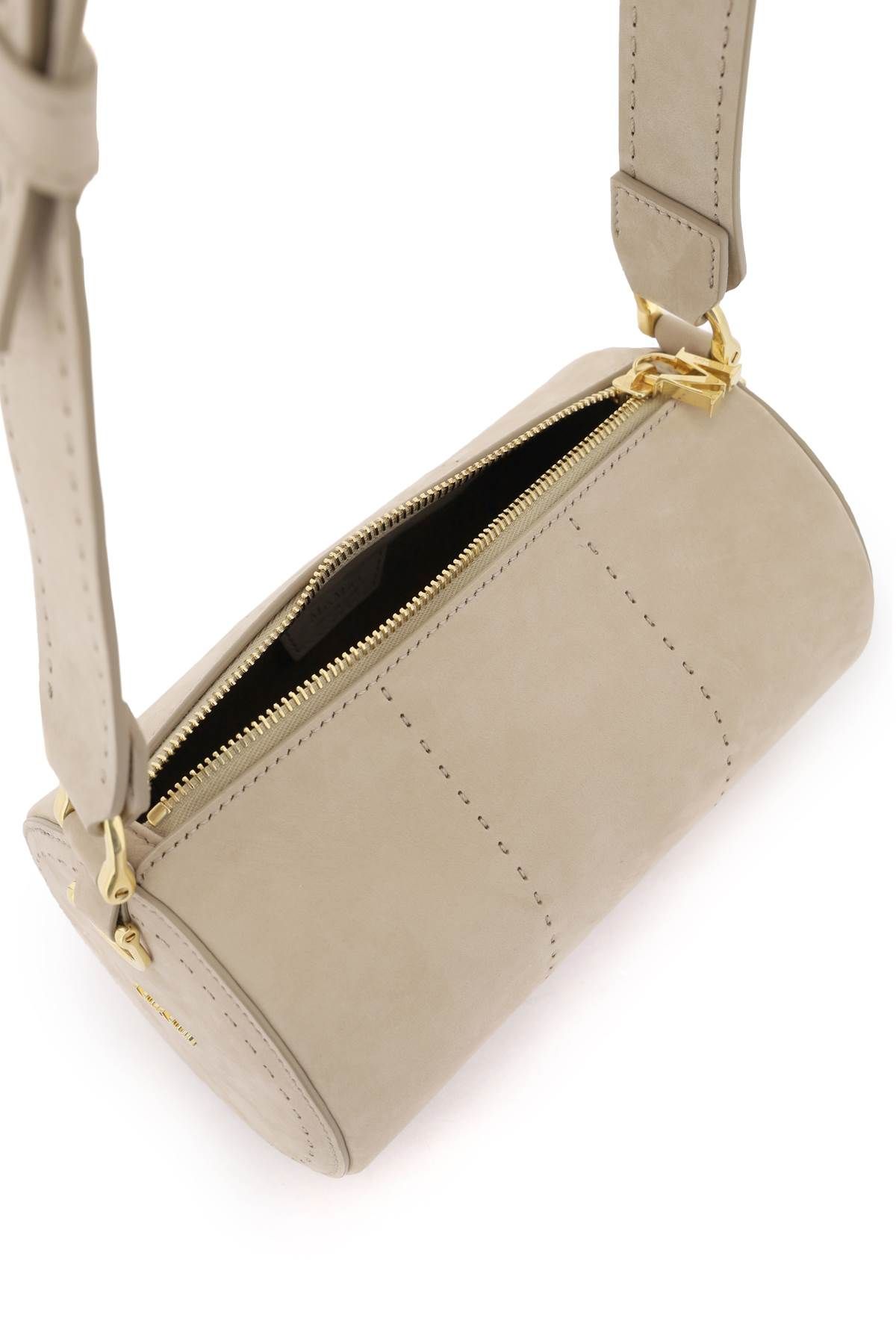 Shop Max Mara Suede Leather Crossbody Bag In Beige