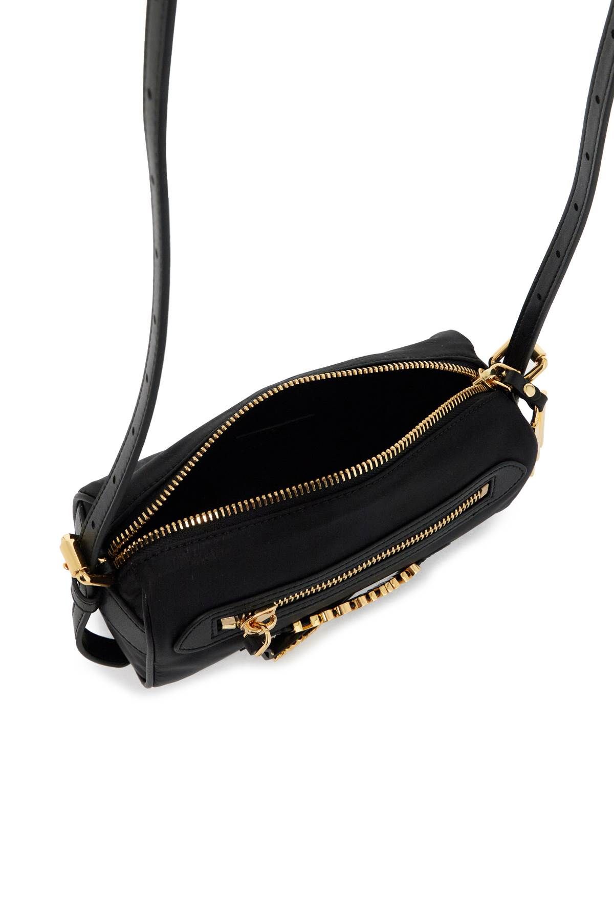 Shop Moschino Shoulder Bag With Metal Logo Detail In Black