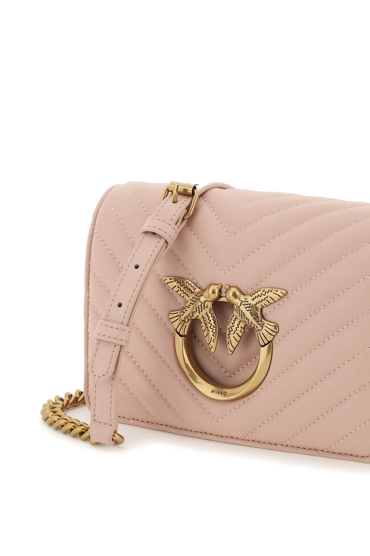 Shop Pinko Love Click Mini Chevron Bag In Pink