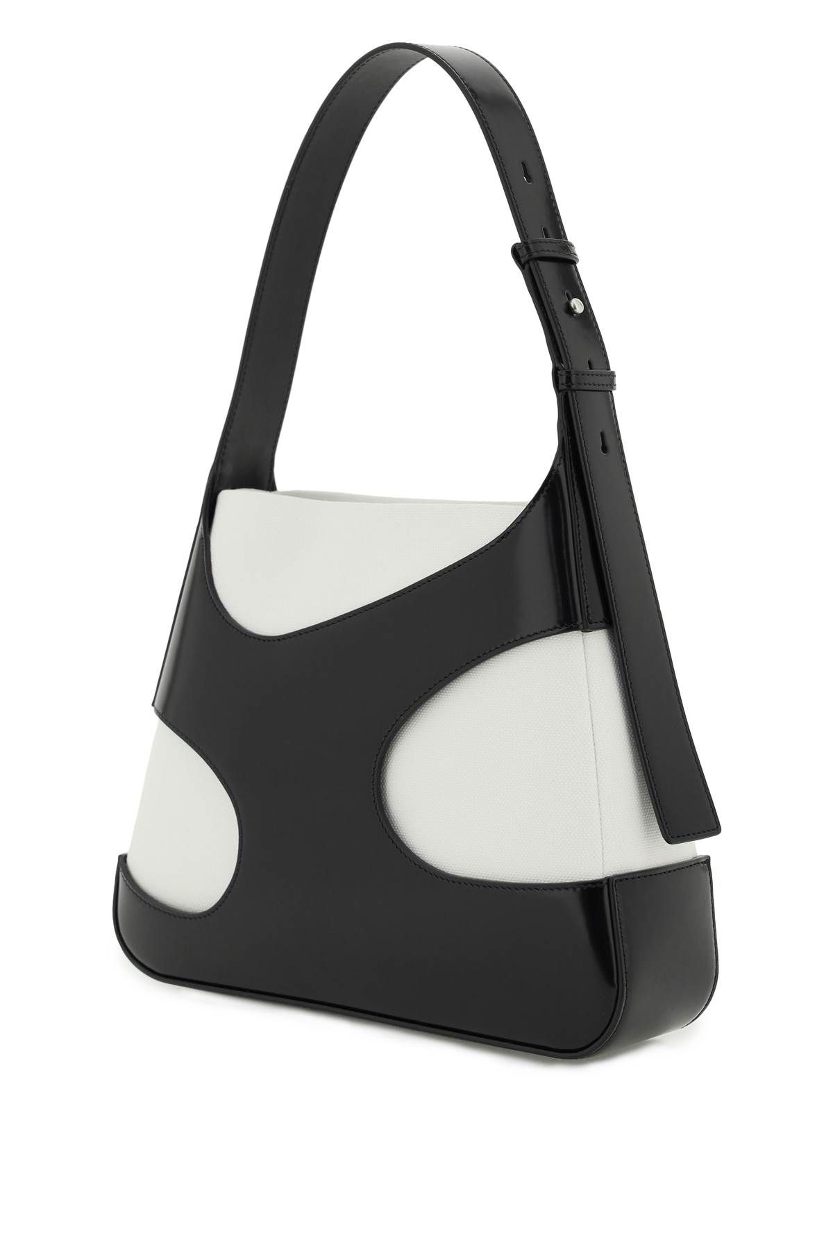 Shop Ferragamo Shoulder Bag With Cut-outs In White,black