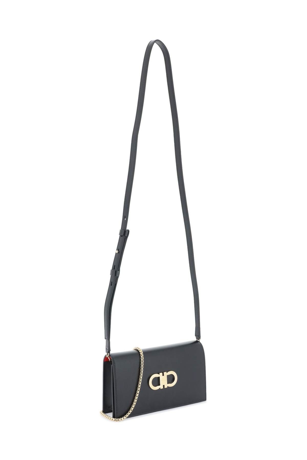 Shop Ferragamo Mini Crossbody Bag With Gancini In Black