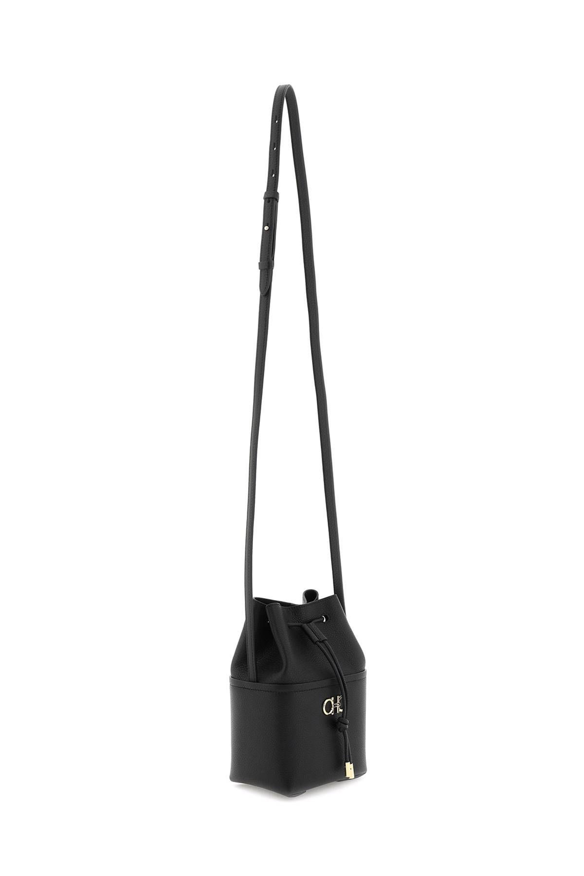 Shop Ferragamo Gancini Mini Crossbody Bucket Bag In Black
