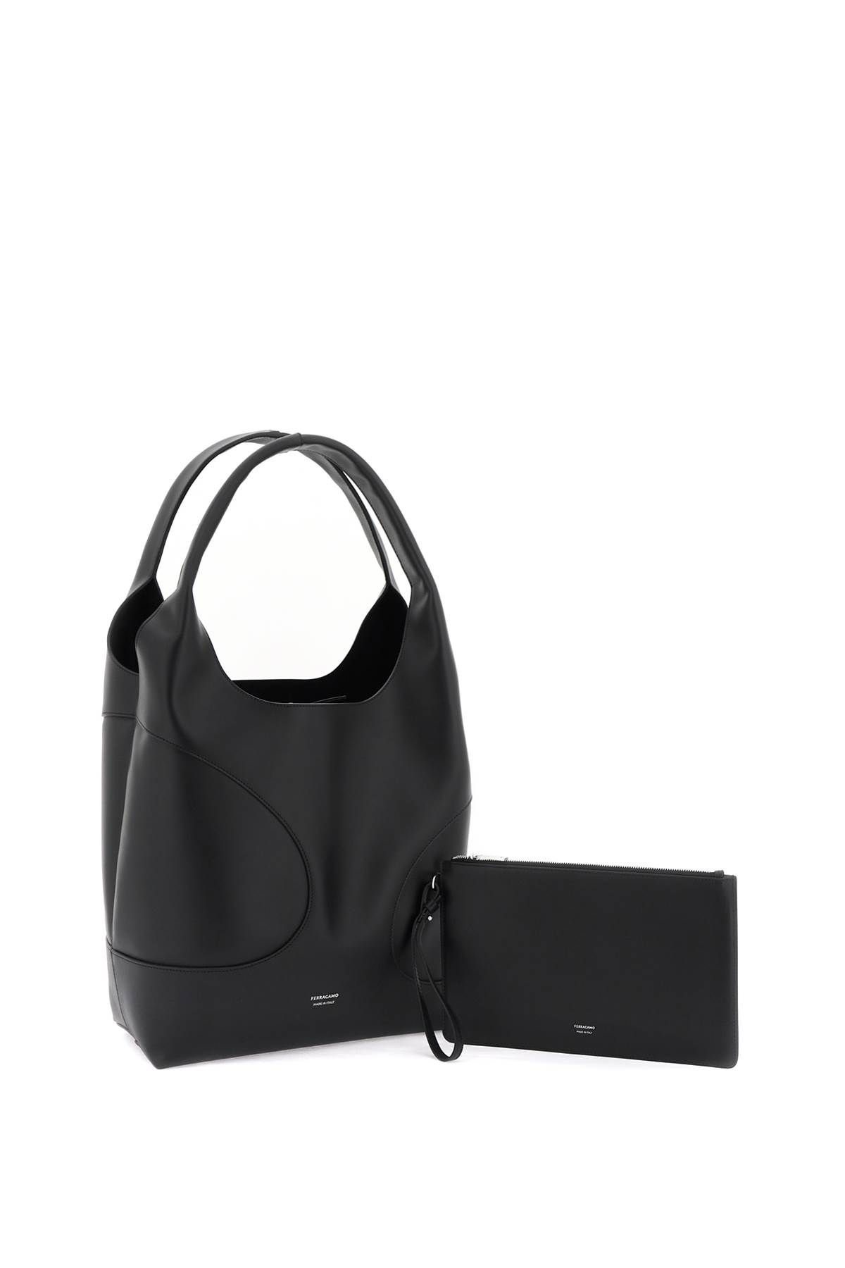 Shop Ferragamo Hobo Bag With Cut-out In Black