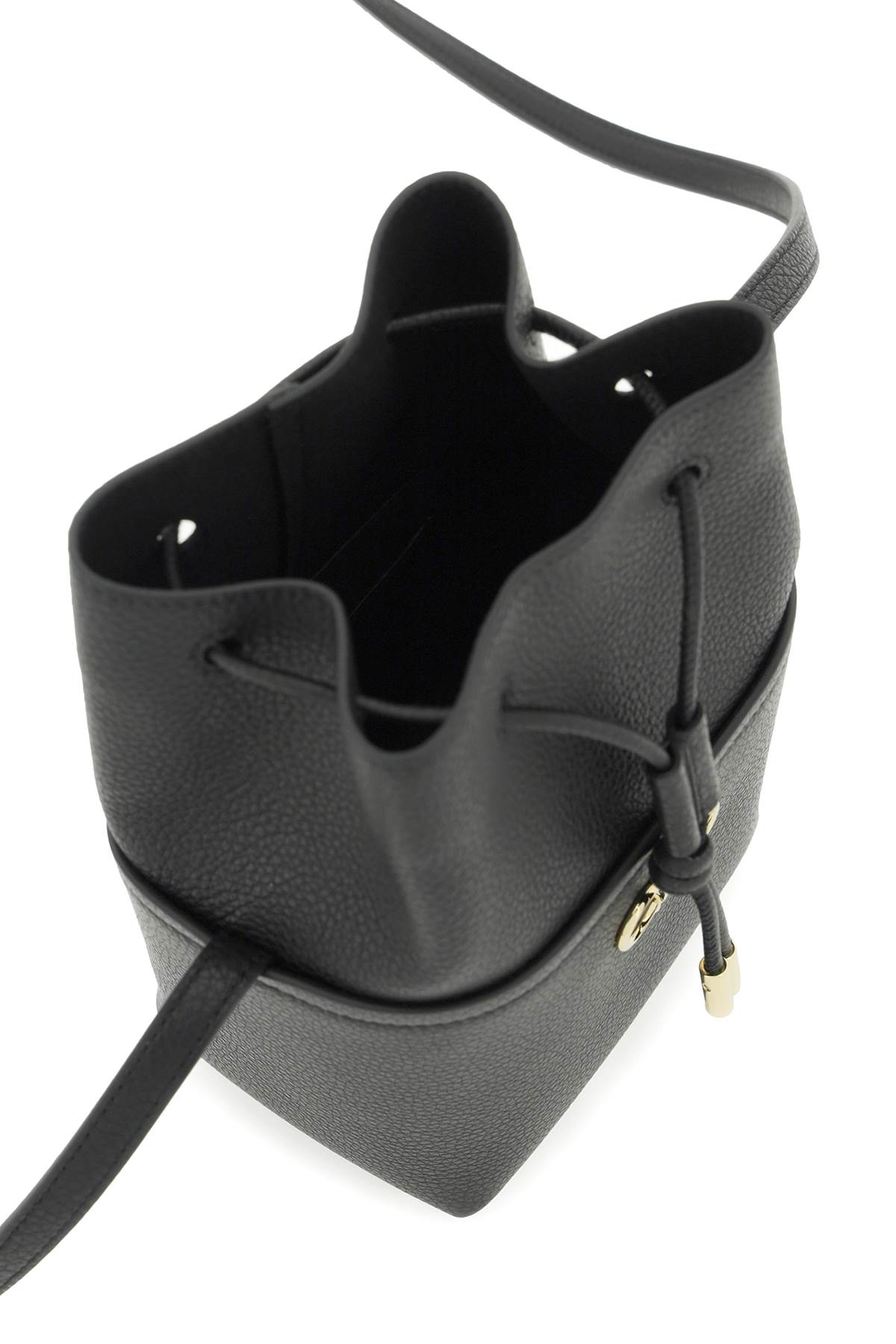 Shop Ferragamo Gancini Bucket Bag In Black