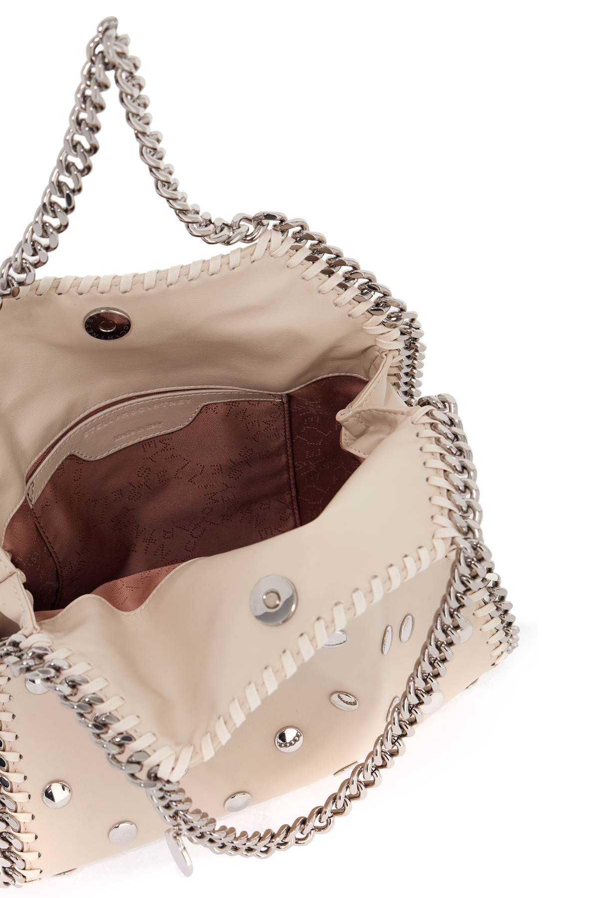 Shop Stella Mccartney Mini Falabella Tote Bag With Studs In White