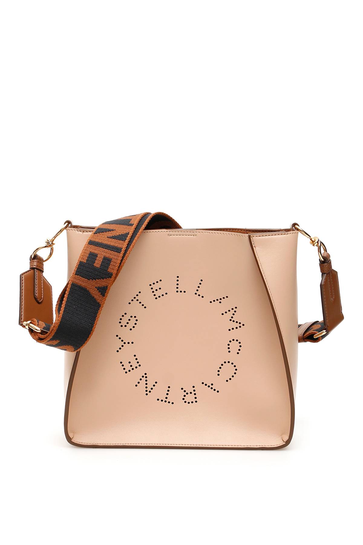 Stella Mccartney Stella Perforated Logo Shoulder Bag In Beige,pink