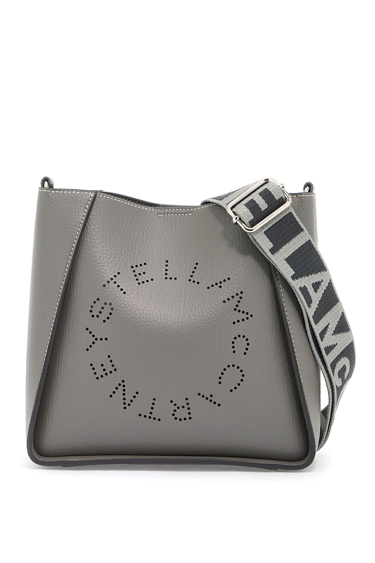 Shop Stella Mccartney Grained Alter Mat Stella Logo Crossbody Bag In Grey