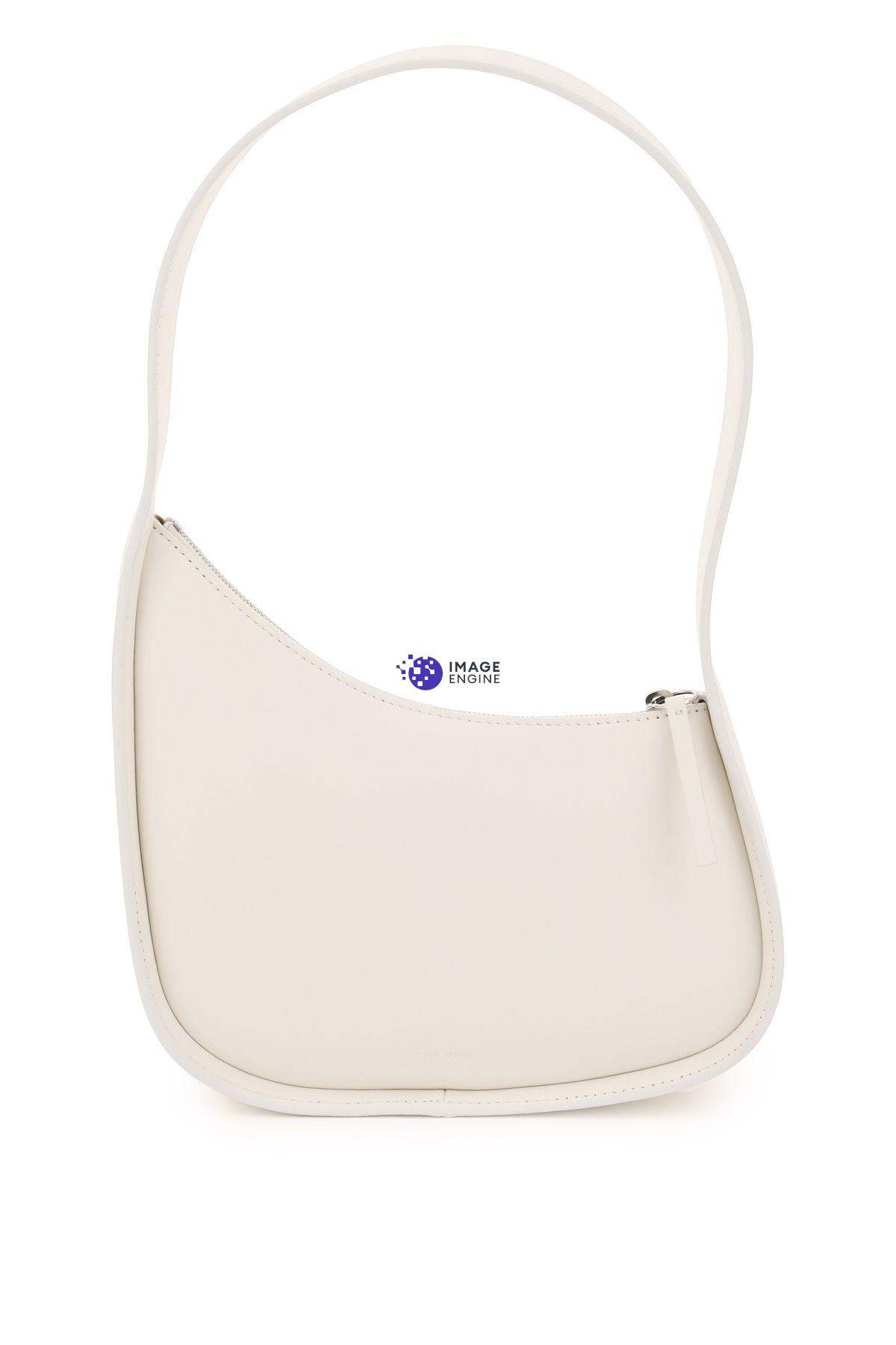 The Row Half Moon Leather Shoulder Bag In White