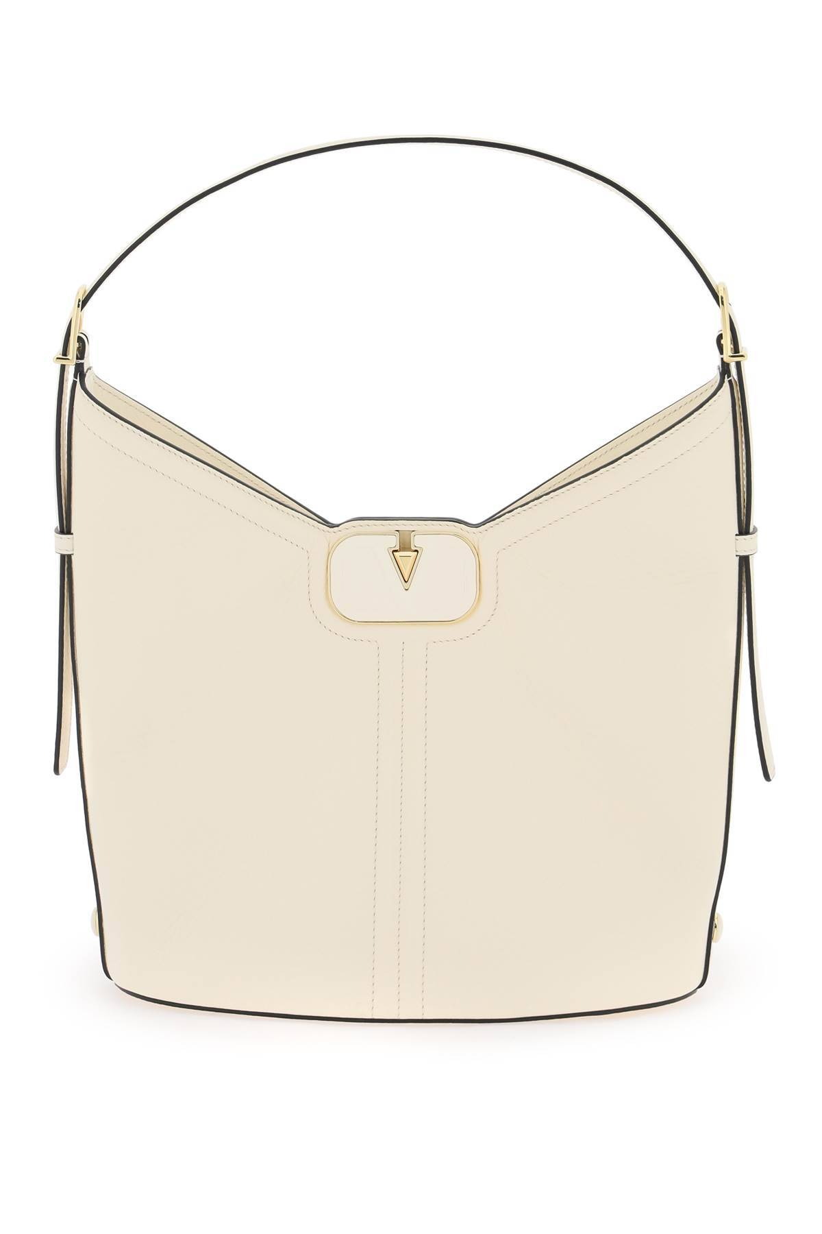 Shop Valentino Vlogo Leather Hobo Bag In White