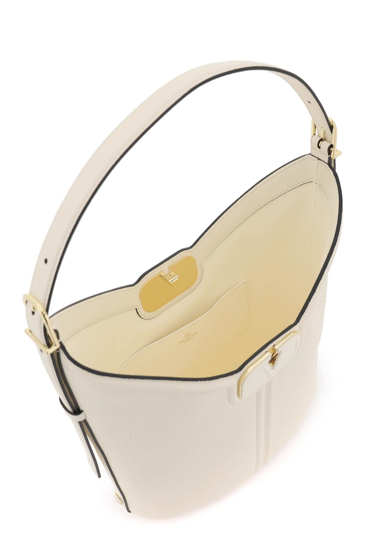 Shop Valentino Vlogo Leather Hobo Bag In White