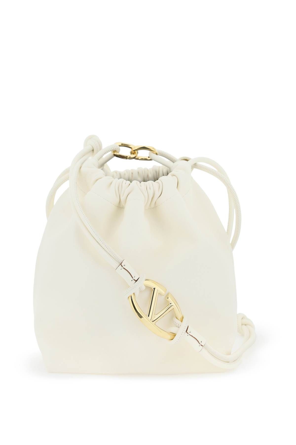 Shop Valentino Vlogo Pouf Bucket Bag With In White