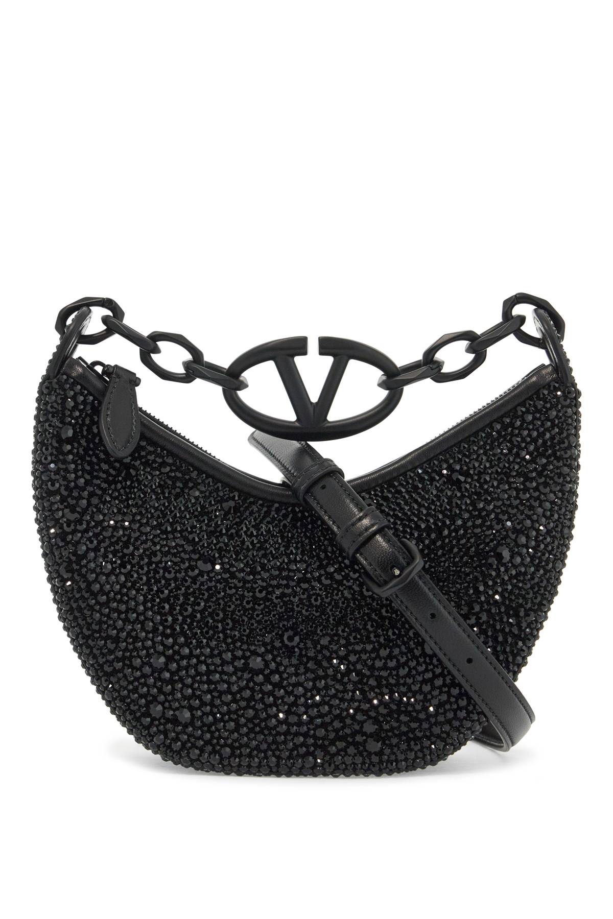 Shop Valentino Mini Vlogo Moon Bag Hobo Purse With In Black