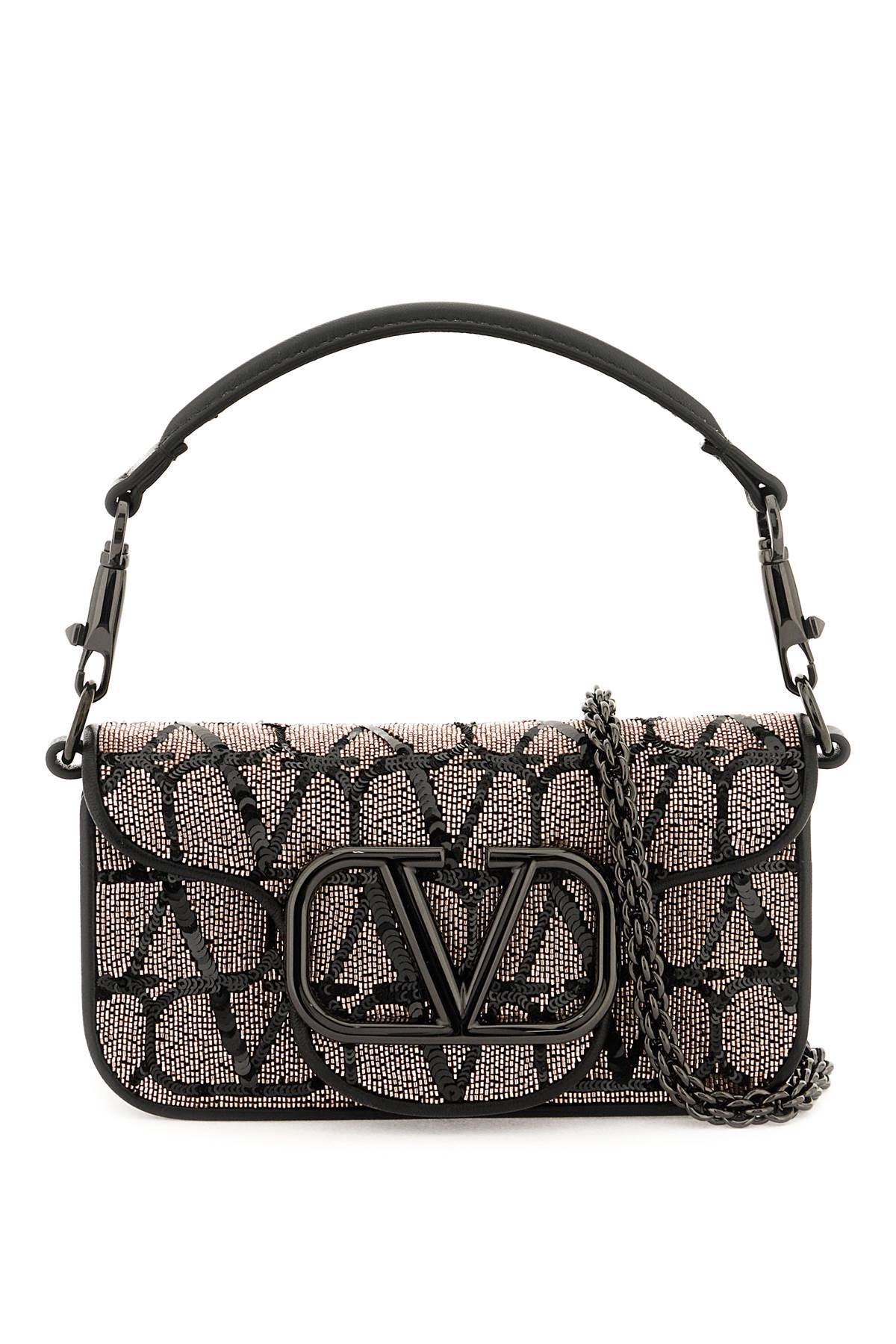 Valentino Garavani 'locò' Small Shoulder Bag With Toile Iconographe Embroidery In Pink,black