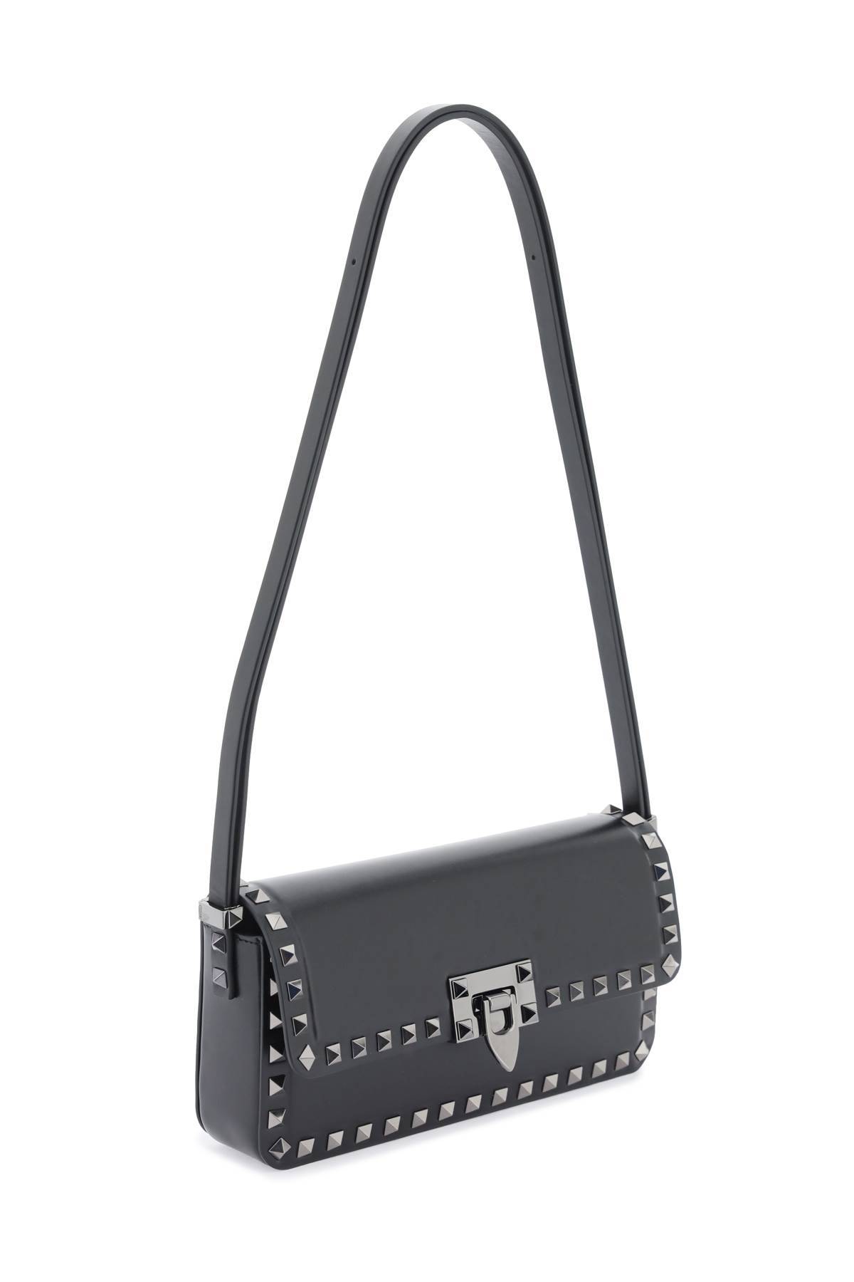 Shop Valentino Rockstud23 East-west Leather Shoulder Bag In Black