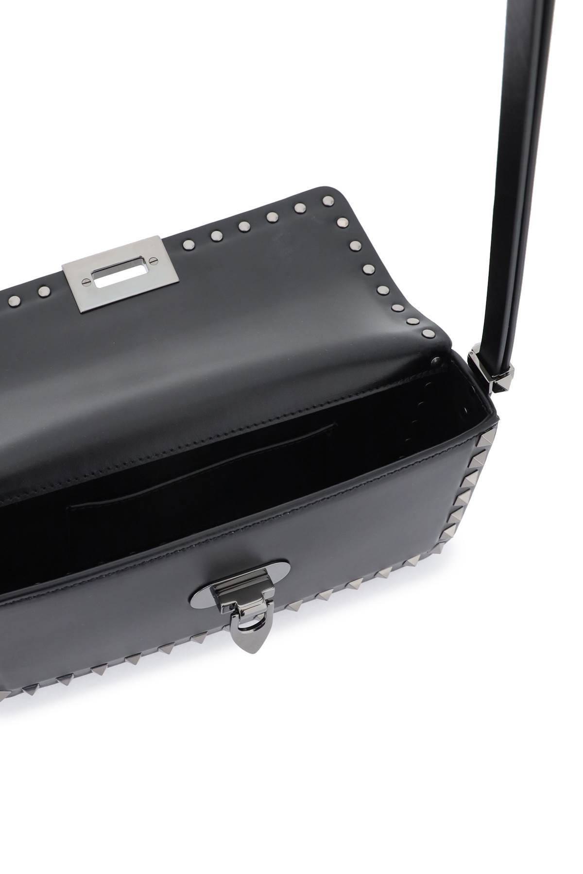 Shop Valentino Rockstud23 East-west Leather Shoulder Bag In Black