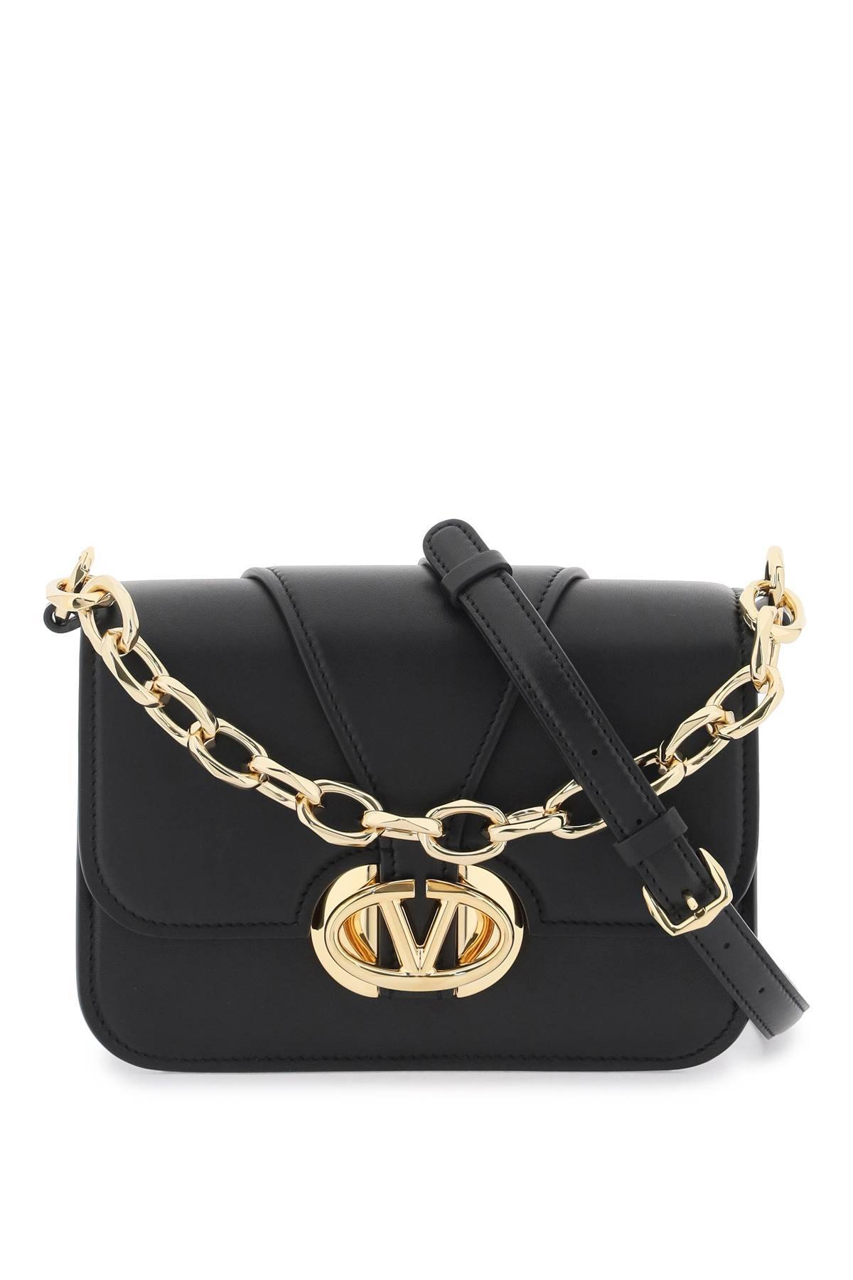 Shop Valentino Small Vlogo O'clock Shoulder Bag In Black
