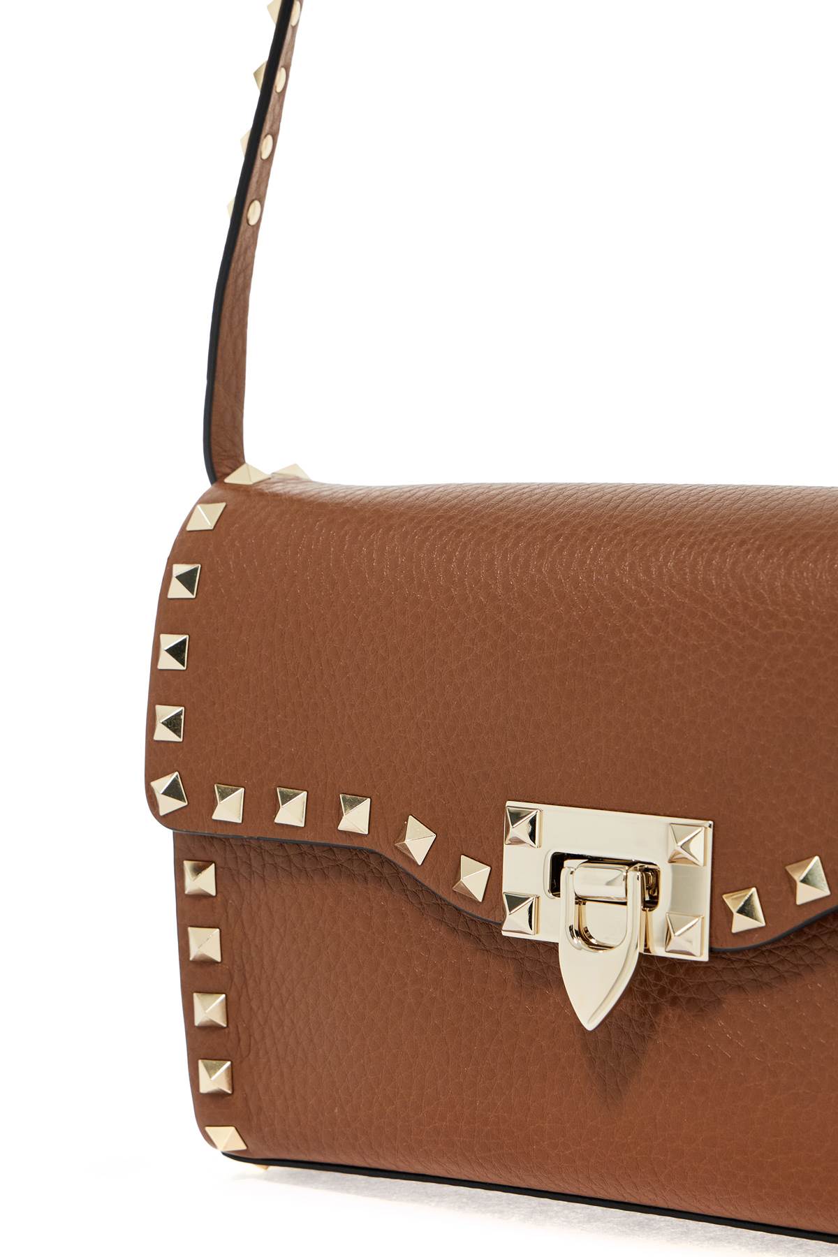 Shop Valentino Rockstud Small Crossbody Bag In Brown