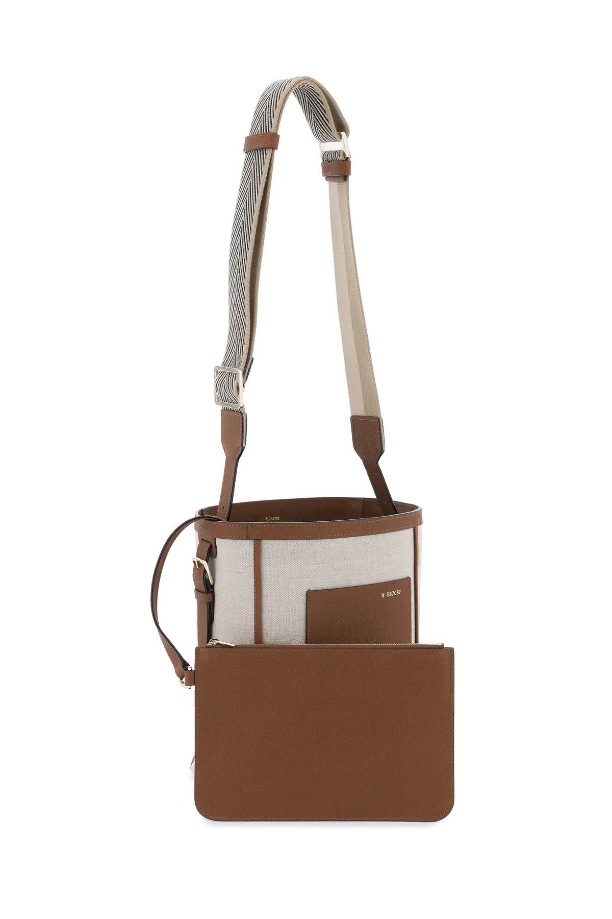 Shop Valextra Soft Canvas Mini Bucket Bag In Brown,neutro