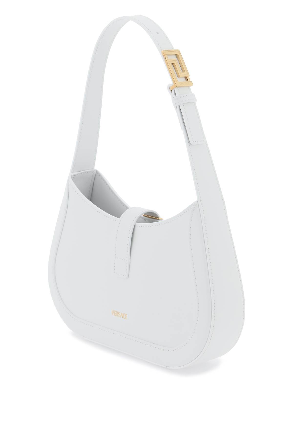 Shop Versace Greca Goddess Small Hobo Bag In White