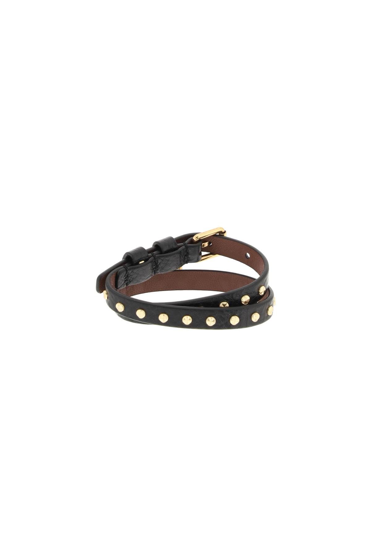 Shop Alexander Mcqueen Double Wrap Bracelet With Studs In Black