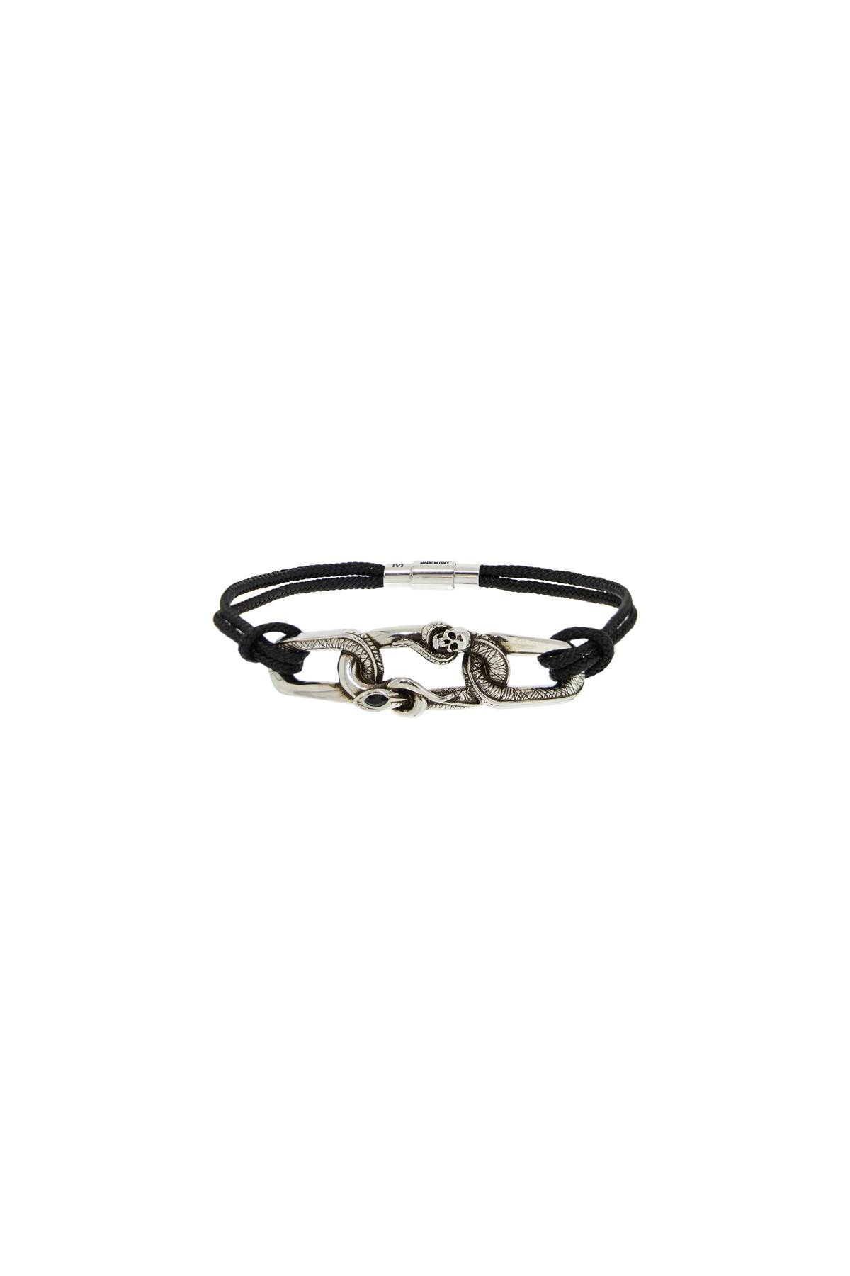 Shop Alexander Mcqueen "snake And Skull Bracelet With Intricate In Black