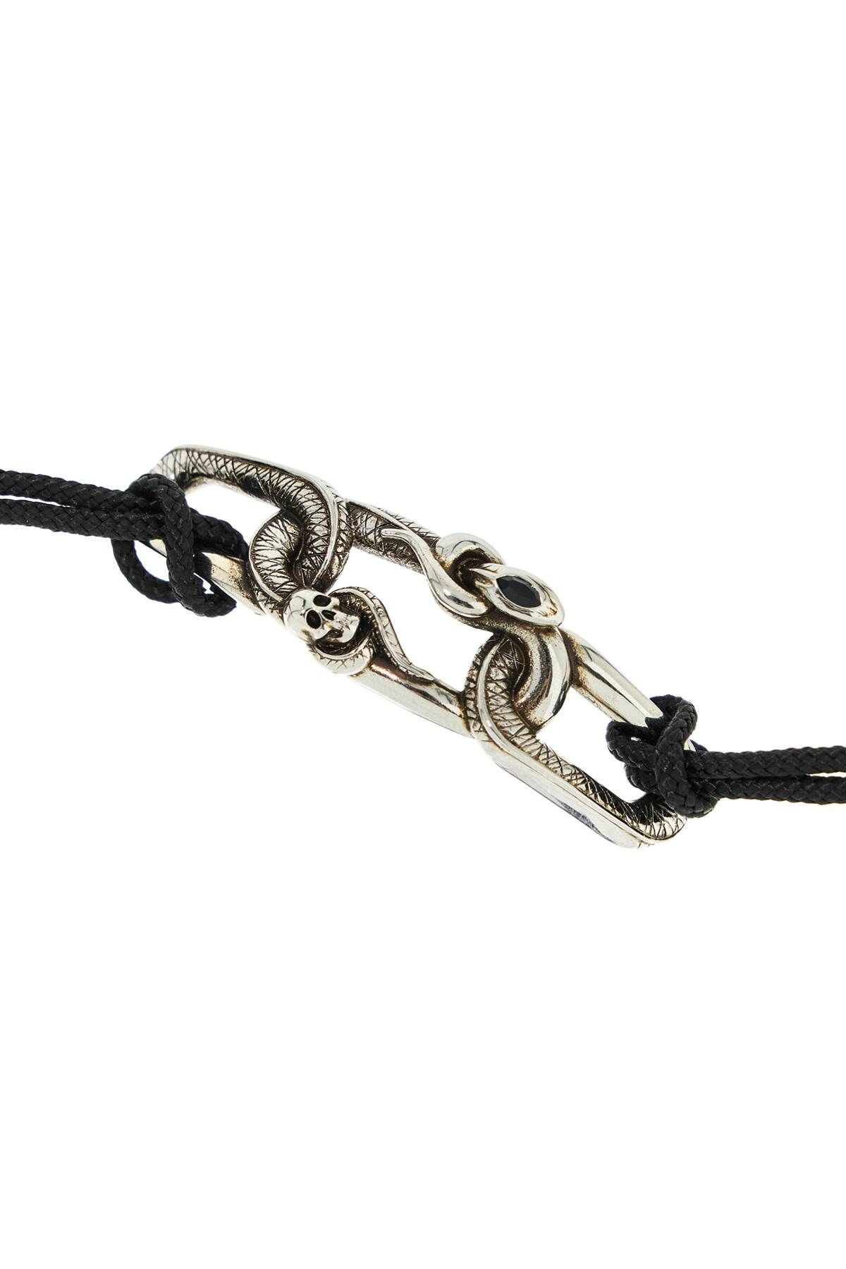 Shop Alexander Mcqueen "snake And Skull Bracelet With Intricate In Black