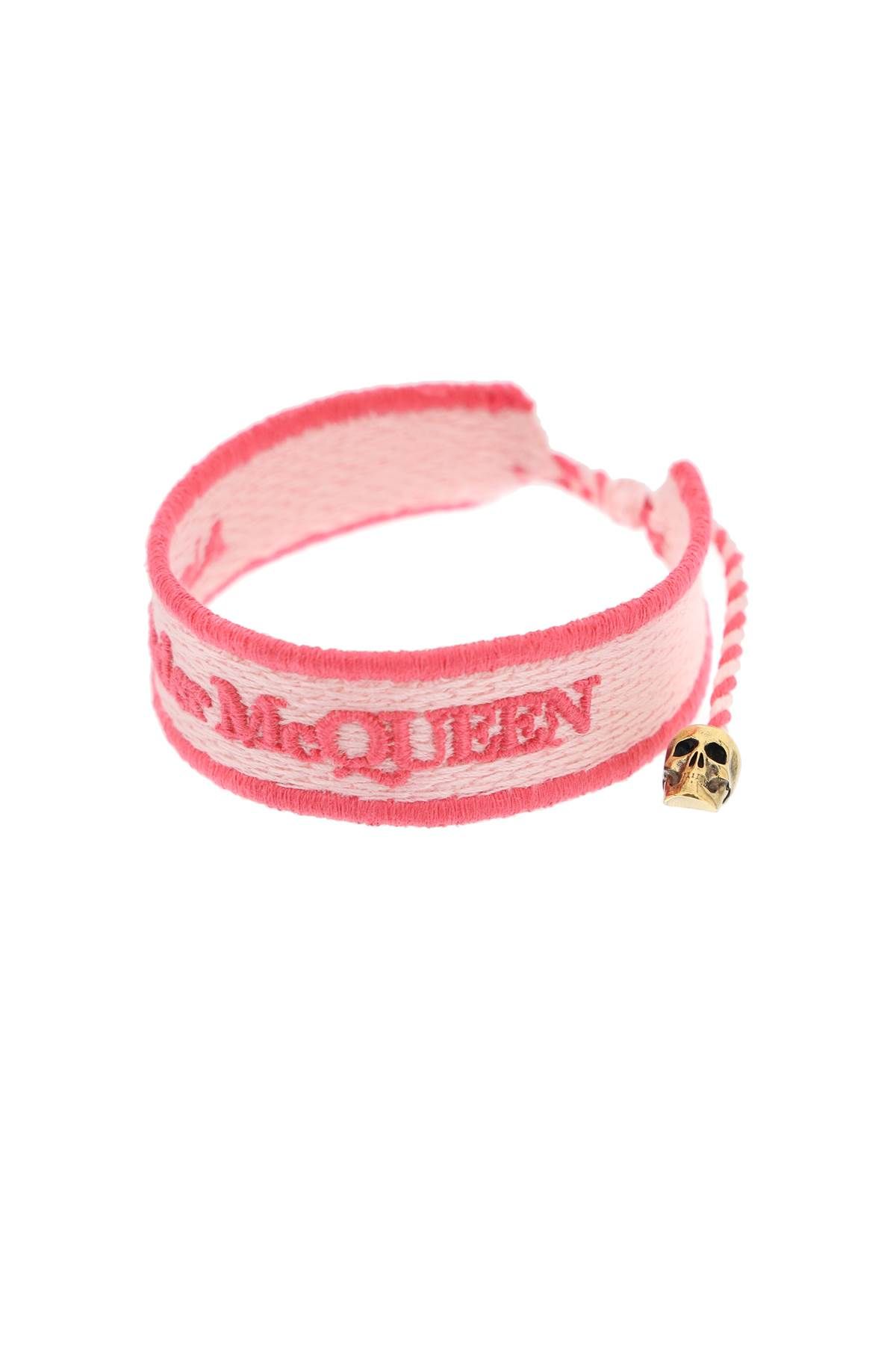Shop Alexander Mcqueen Embroidered Bracelet In Pink