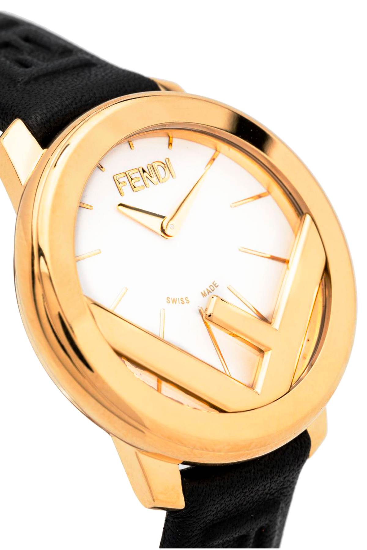 Shop Fendi 'f Is ' Watch In Black,gold