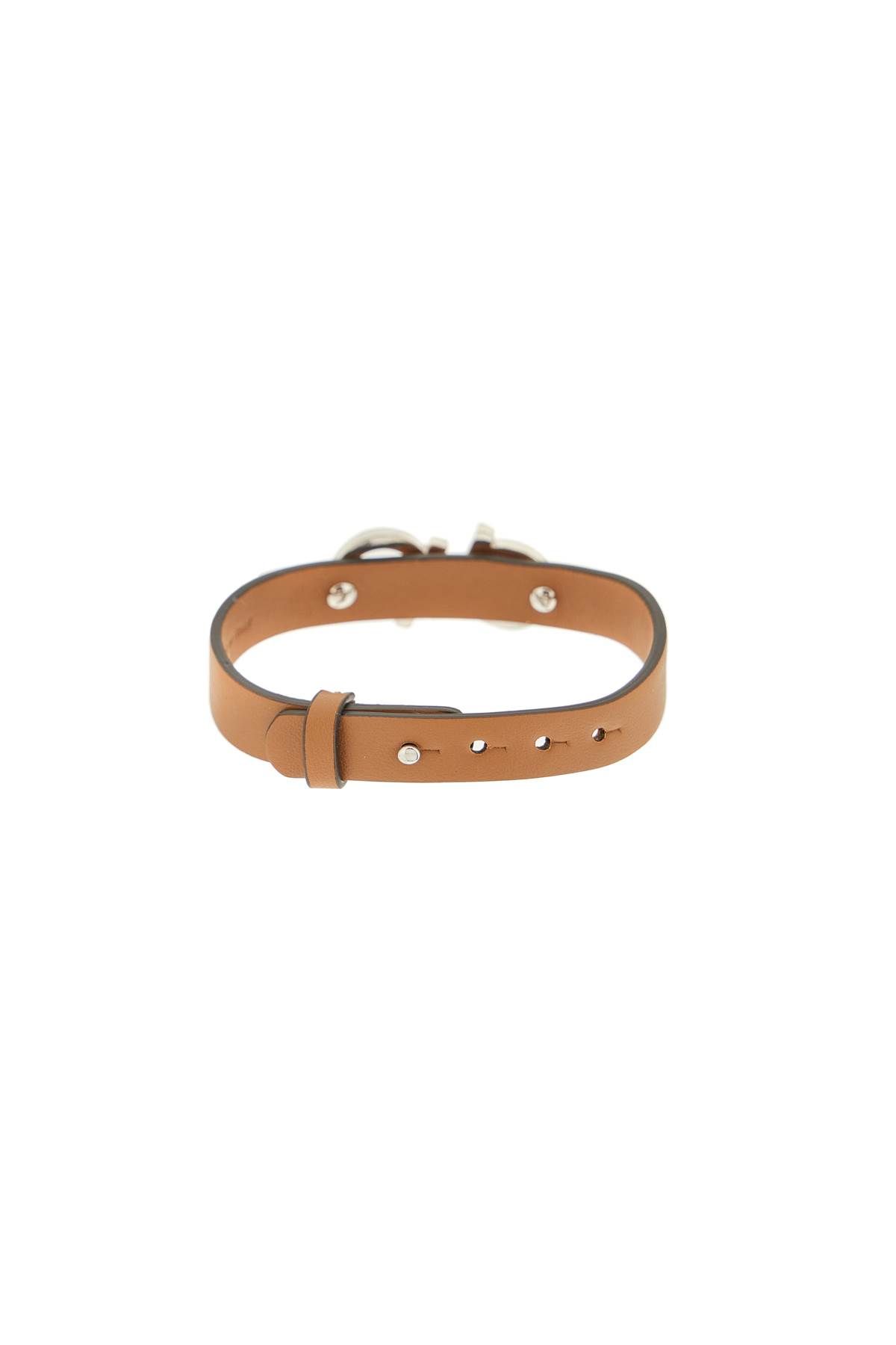 Shop Ferragamo Adjustable Leather Bracelet In Brown,silver