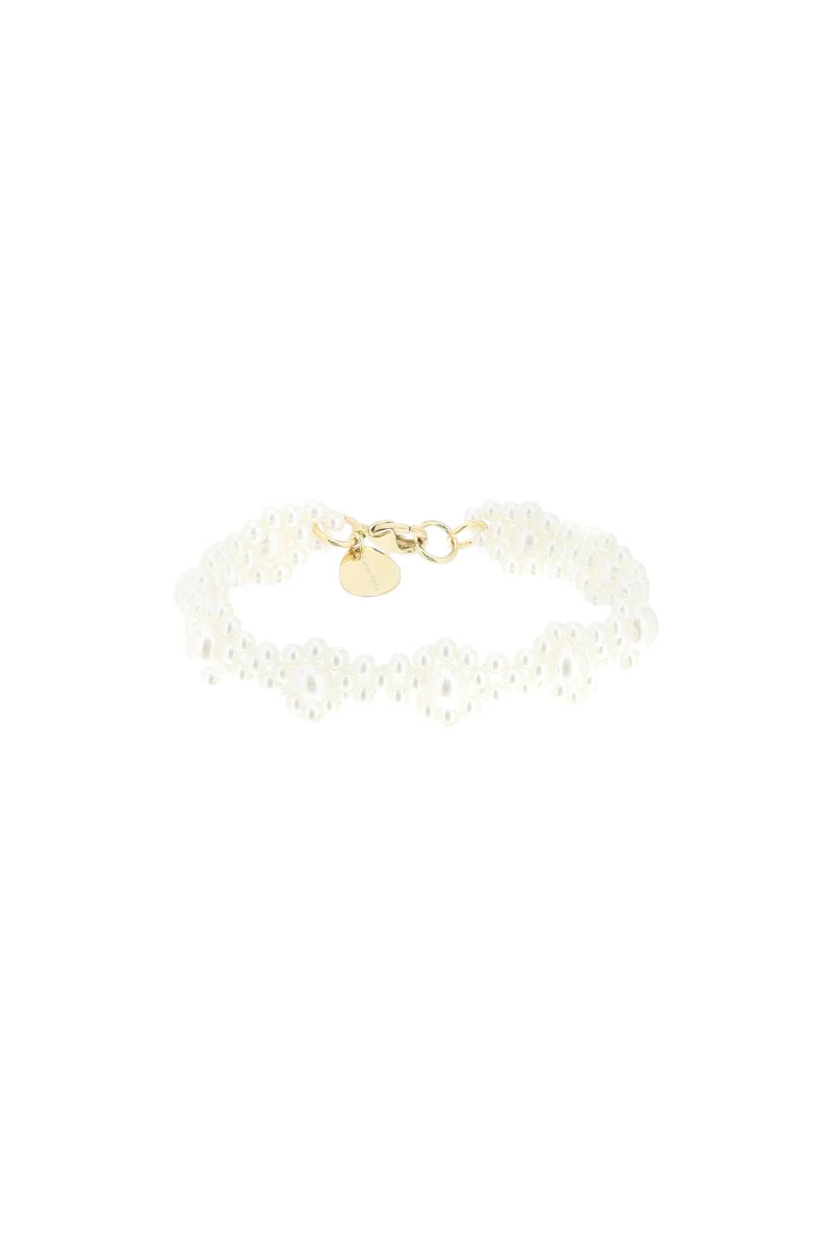 Shop Simone Rocha Bracelet With Daisy-shaped Beads In White