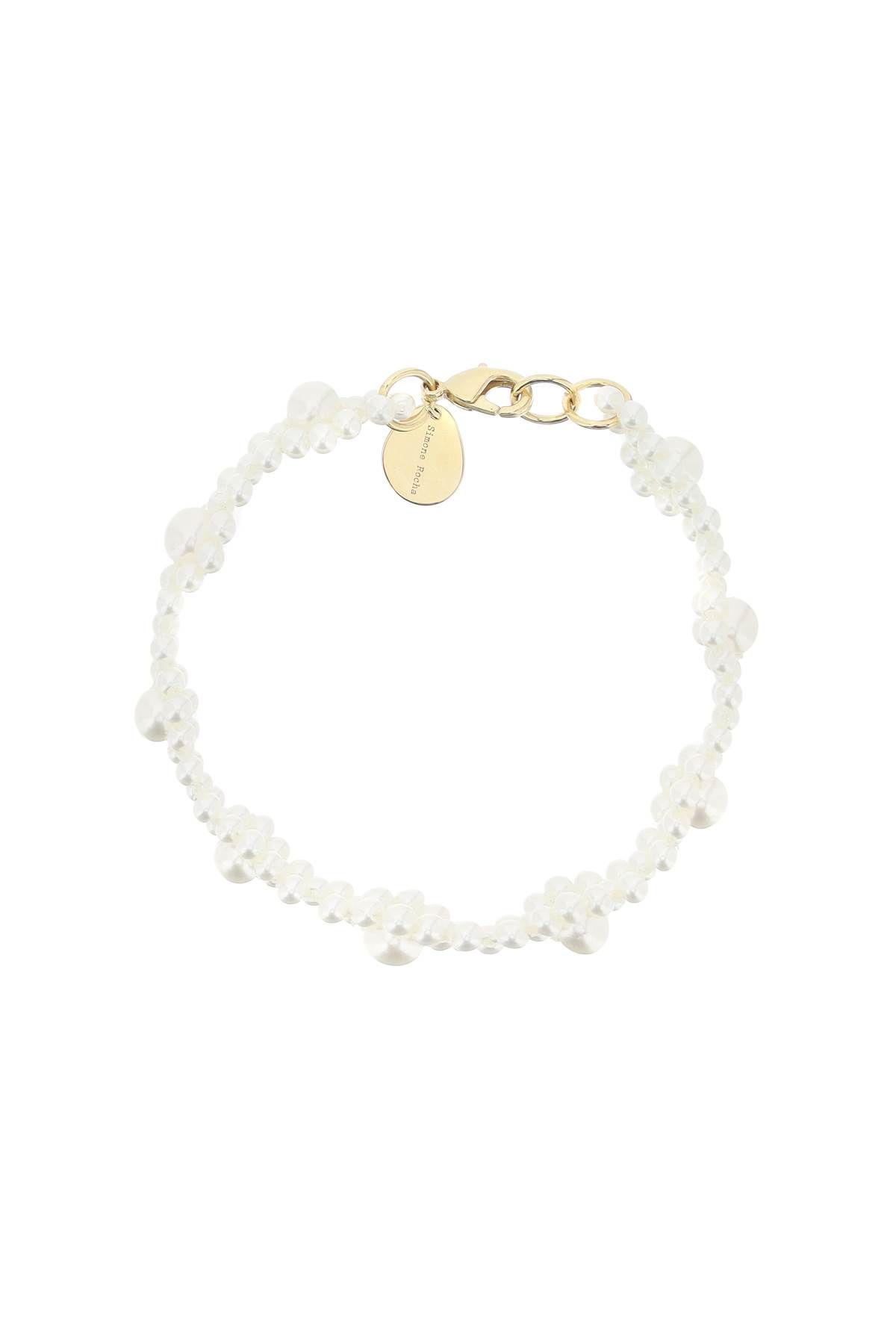 Shop Simone Rocha Bracelet With Daisy-shaped Beads In White